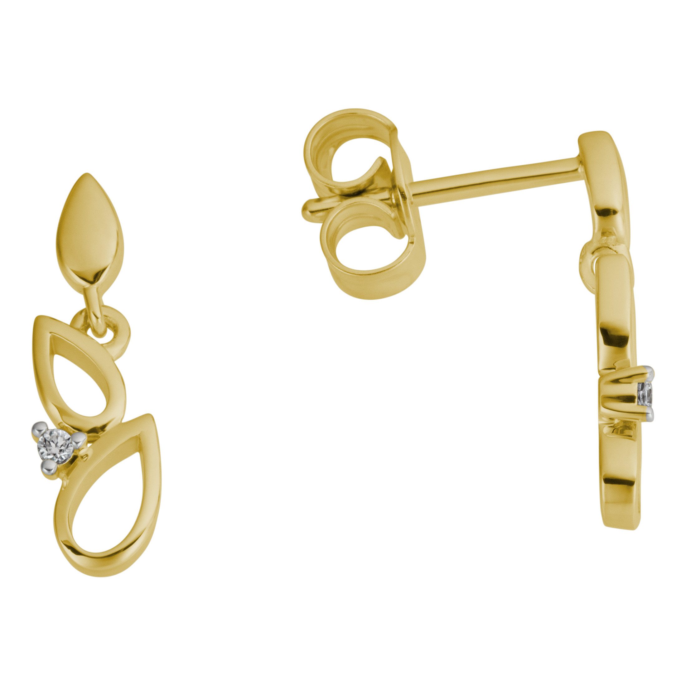 Firetti Paar Ohrstecker Schmuck Geschenk Gold 375 Ohrschmuck Ohrringe Tropfen, mit Brillanten
