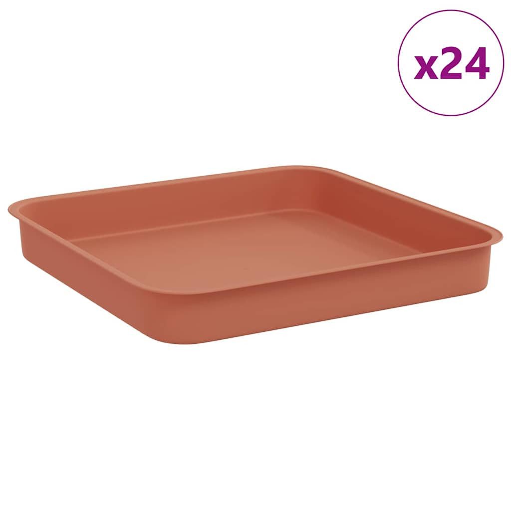 vidaXL Blumentopf Quadratisches Blumentablett 24 pcs Ziegelrot 15 x 15 x 2 cm (24 St)