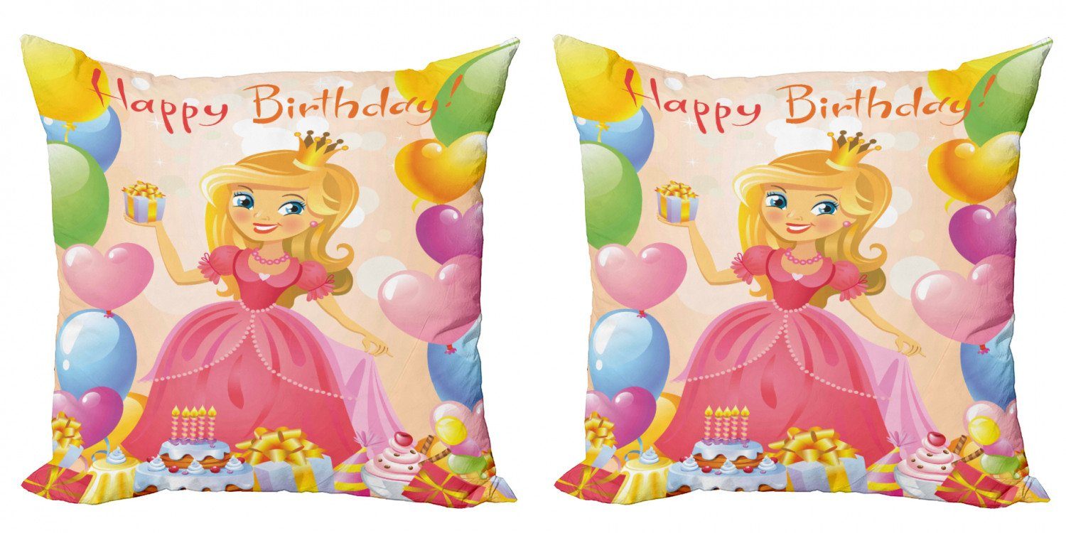 (2 Digitaldruck, Abakuhaus Geburtstag Themed Kissenbezüge Modern Doppelseitiger Mädchen-Prinzessin Accent Stück),