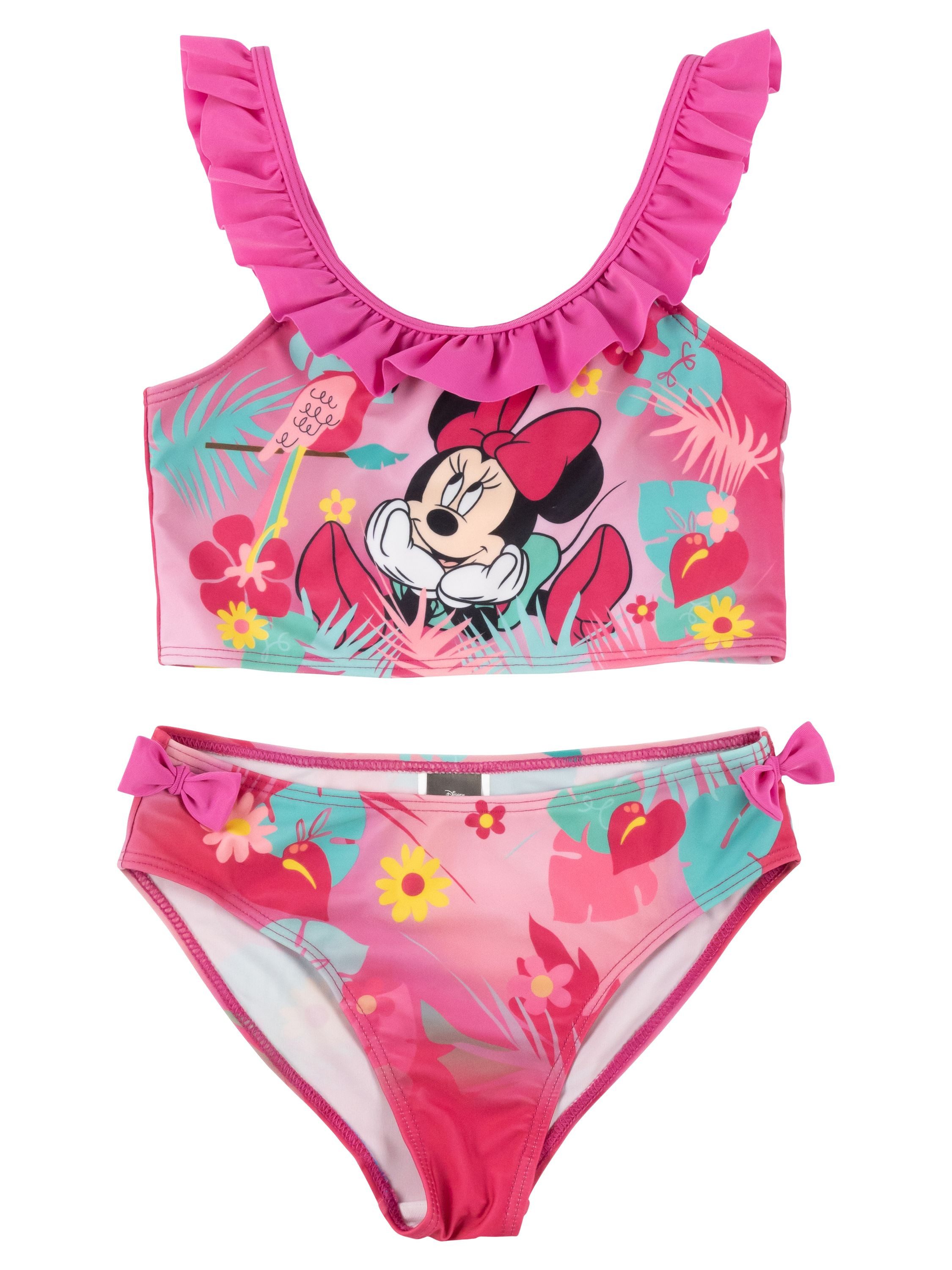 United Labels® Bustier-Bikini Disney Minnie Mouse Bikini mit Rüschen Zweiteiler Schwimmanzug