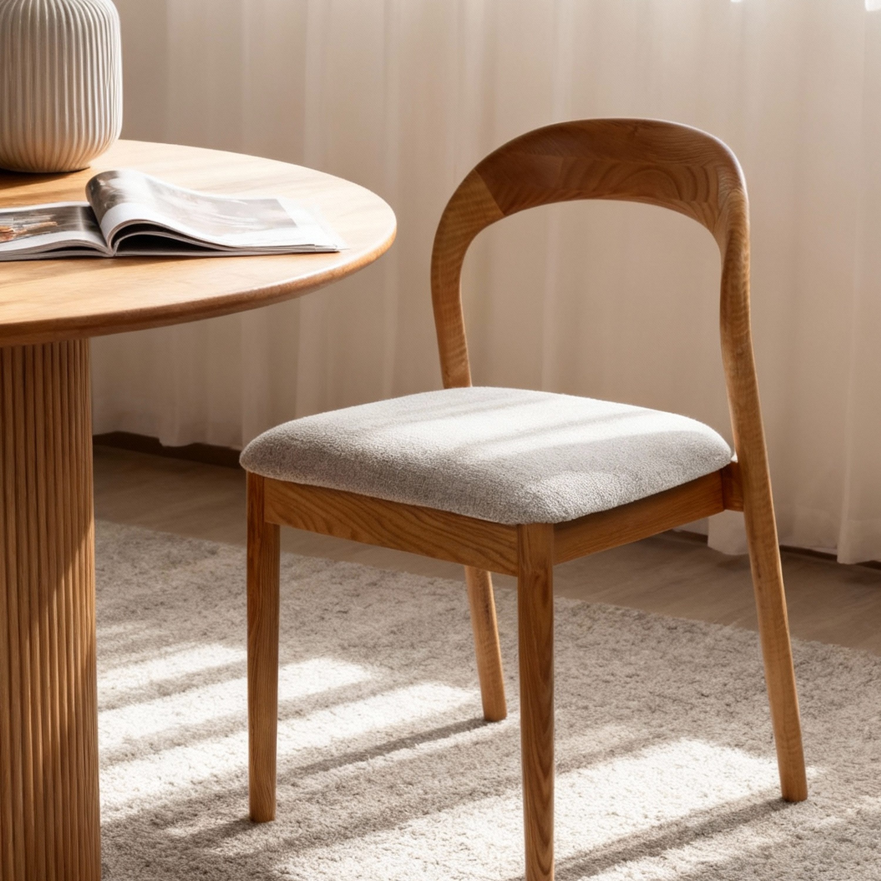 BBWL Polsterstuhl Esszimmerstuhl Eschenholz Stuhl modern ergonomisch mit Stoffbezug, Holz gepolstert langlebig komfortabel zeitlos