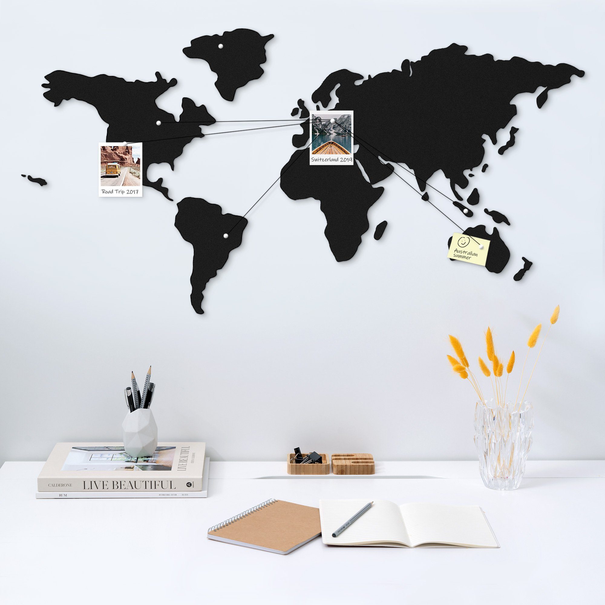 Navaris Memoboard Kork Pinnwand Weltkarte - 102x50,3cm Pinwand, (1-tlg) günstig online kaufen