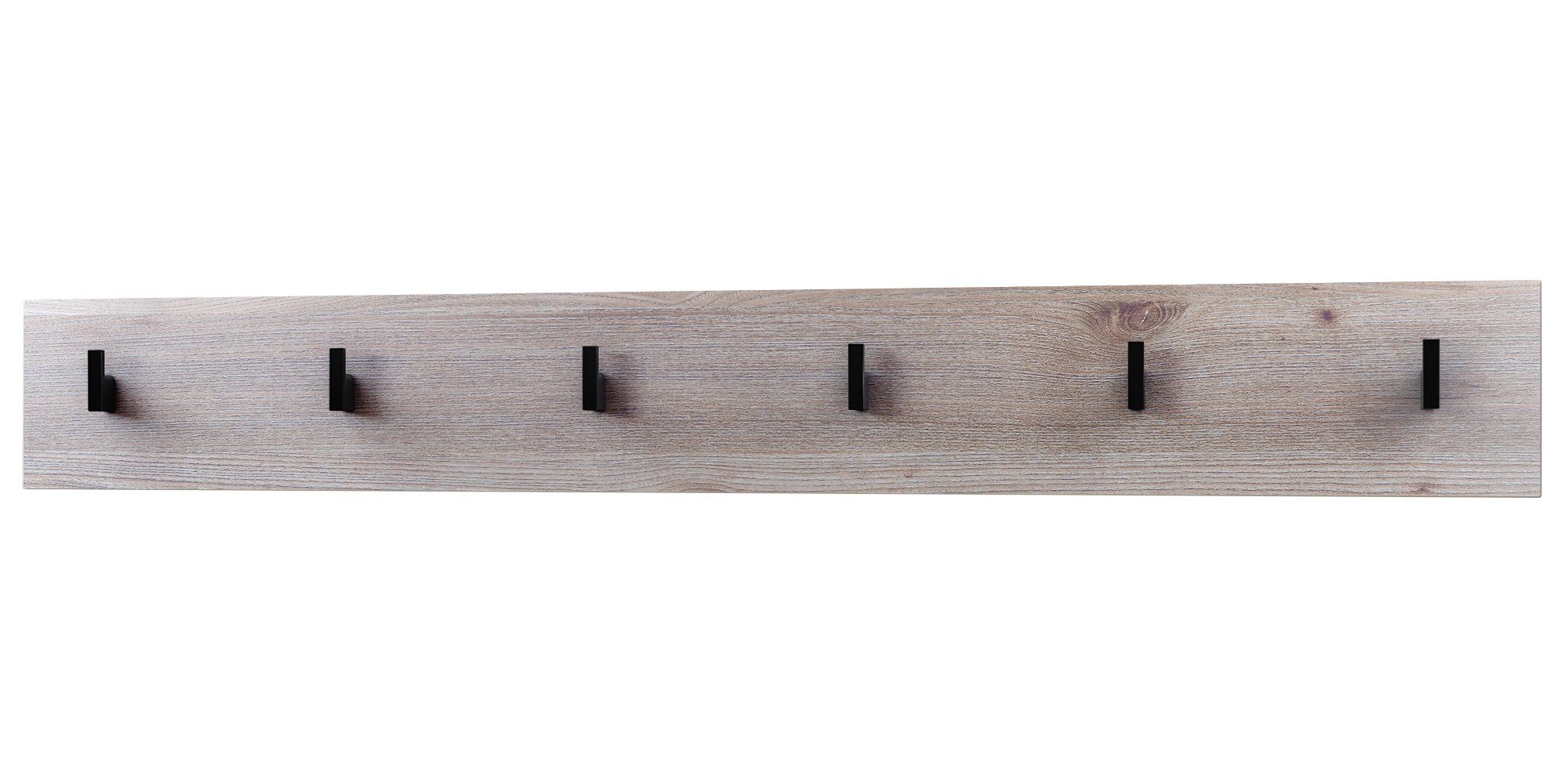 Vladon Garderobenpaneel Linea (Wandgarderobe, mit 6 Kleiderhaken), Eiche Nordic (110,5 x 14,5 x 3,5 cm)