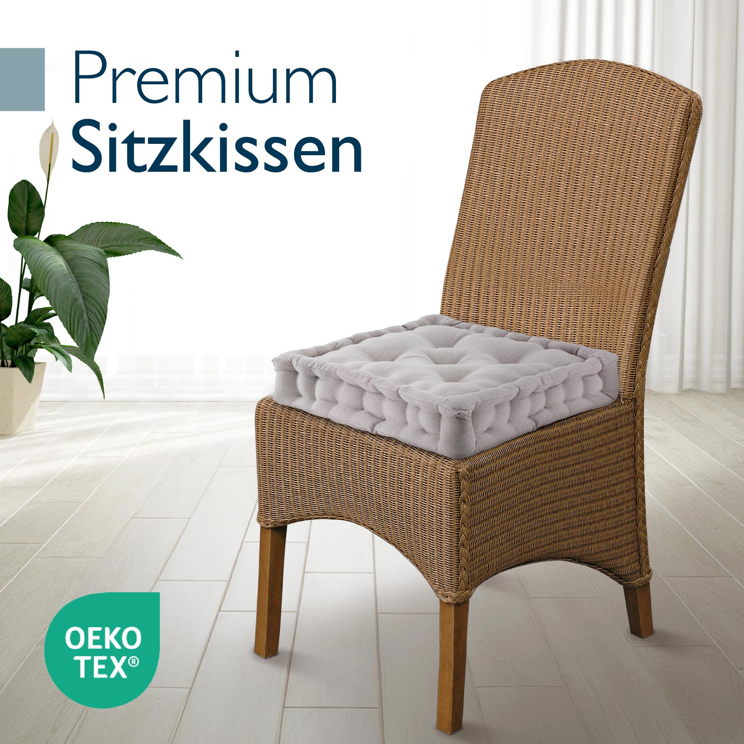 Beautissu Stuhlkissen 4er Set Bodenkissen Sitzkissen Mila, 40x40cm, Taupe, günstig online kaufen