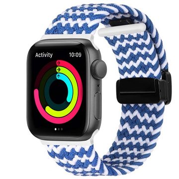 FIDDY Smartwatch-Armband Apple Watch-Armbänder für Damen und Herren, Verstellbares, magnetisches, geflochtenes Stretch-Nylon-Armband für