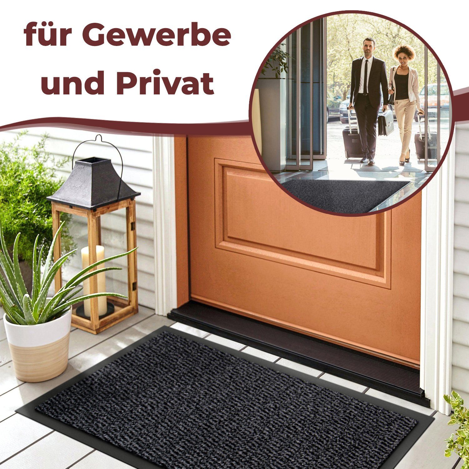 Anthrazit-schwarz  geeignet mm, Schmutzfangmatte, für Fußmatte Rio, überdachten Innen- Diem, und Höhe: 7 Außenbereich Carpet rechteckig,