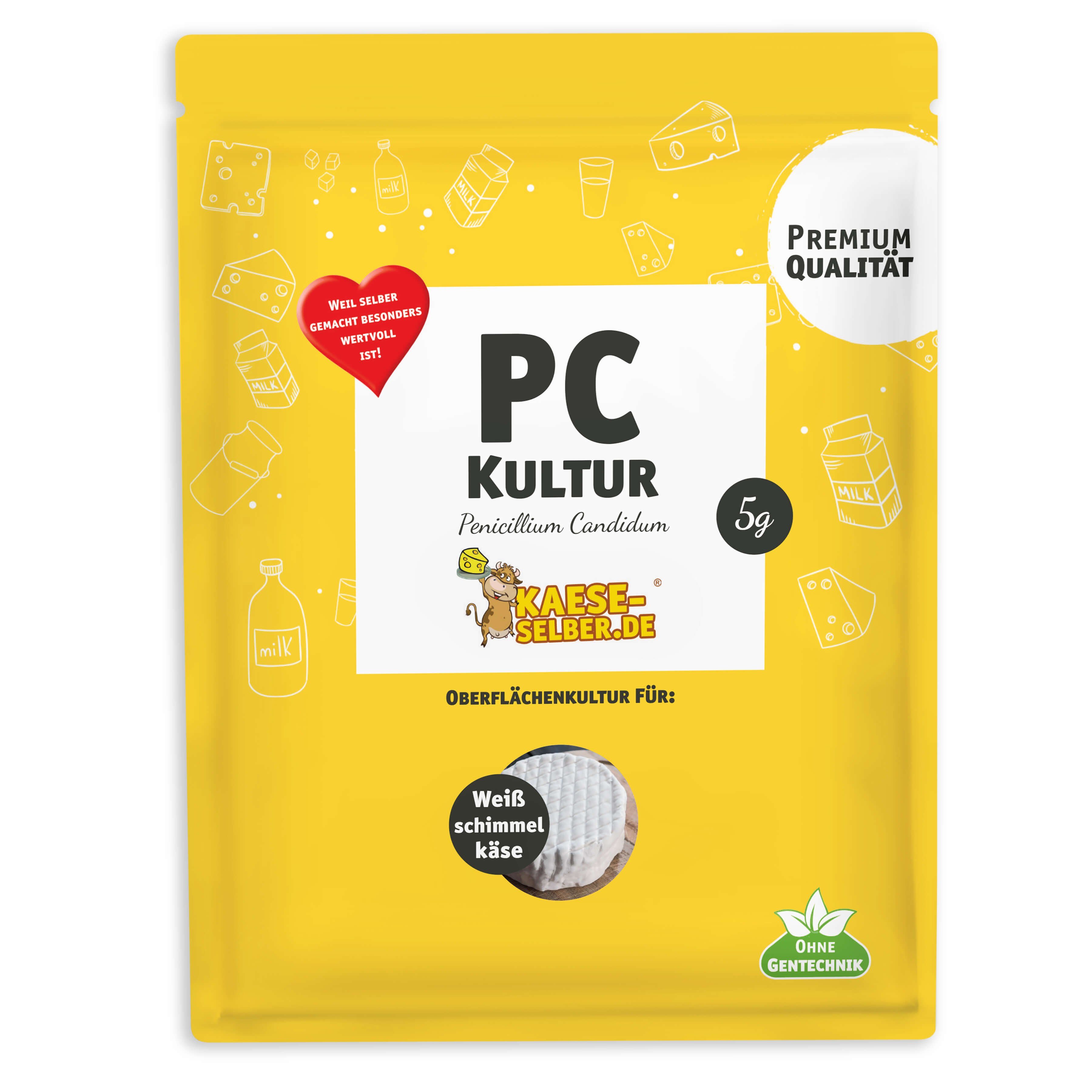 KAESE-SELBER.DE Lebensmittelkulturen PC Penicillium Candidum 5g - Weißschimmel für Camembert