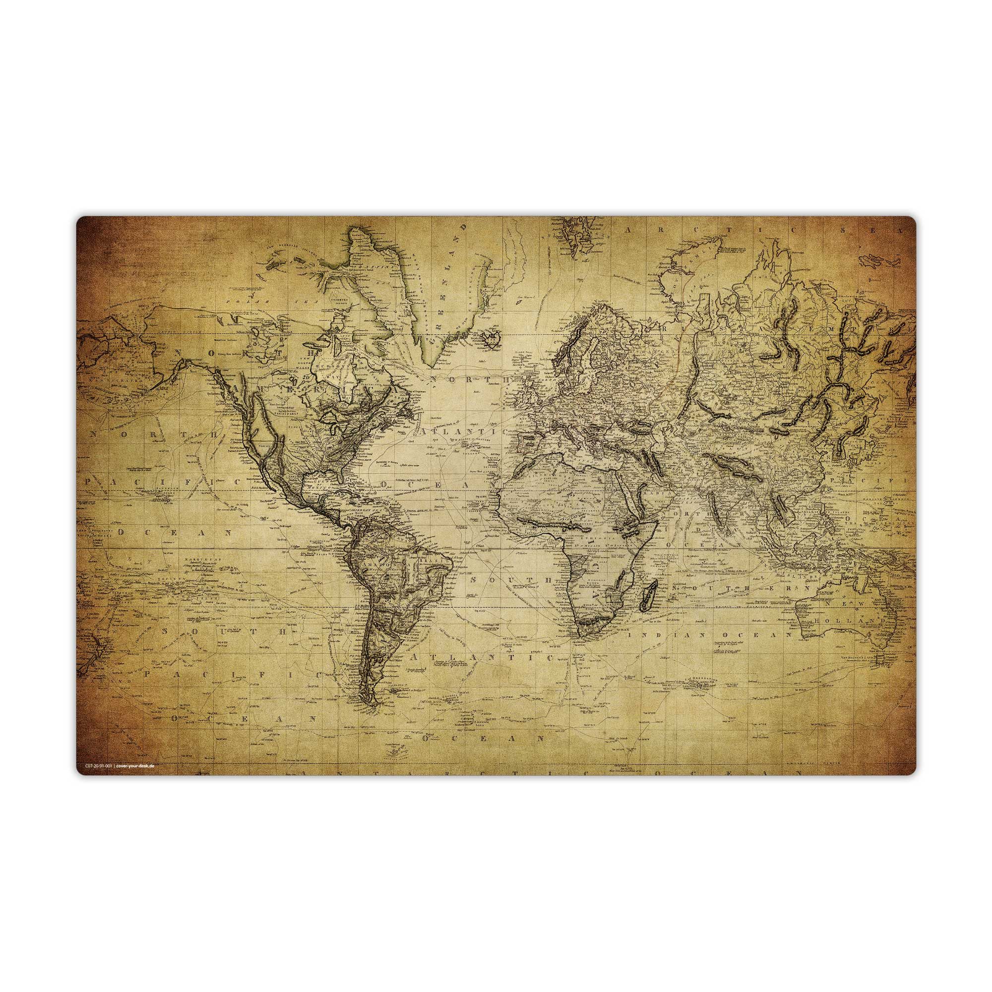 cover-your-desk.de Schreibtischunterlage für Kinder und Erwachsene – Weltkarte vintage – premium Vinyl, (1 tlg)