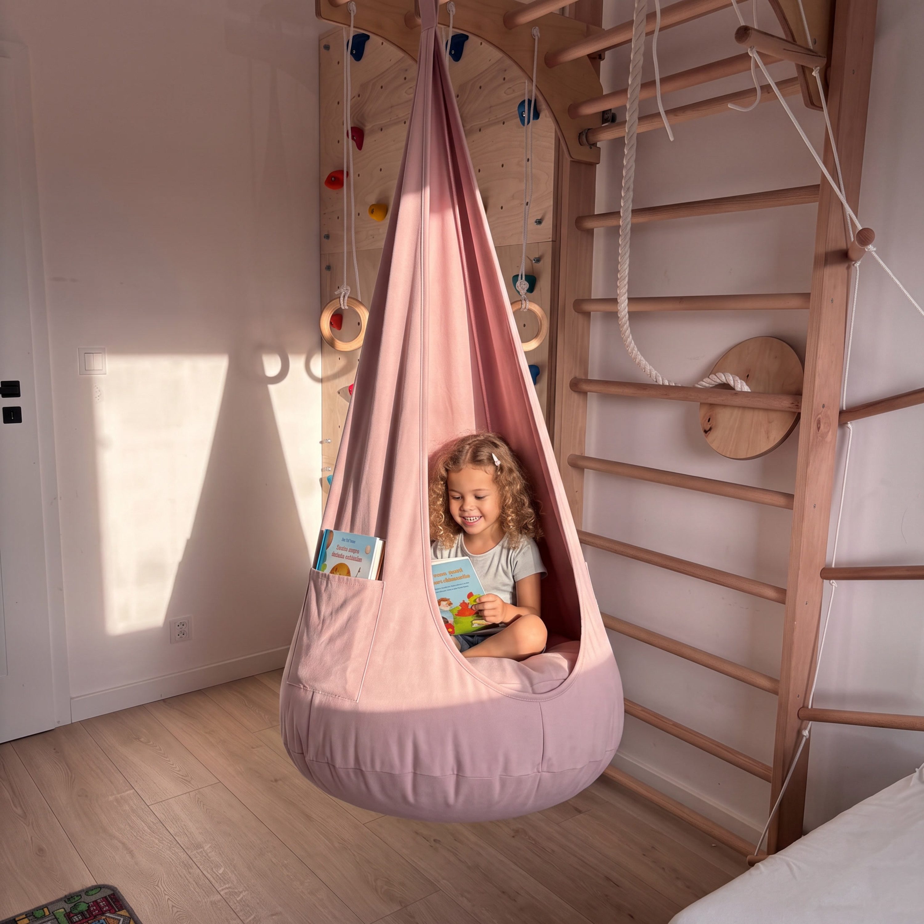 FAVRE Hängesessel Hängehöhle Kinder 2in1 mit herausnehmbarem Sitzkissen – Bild 4 von 5