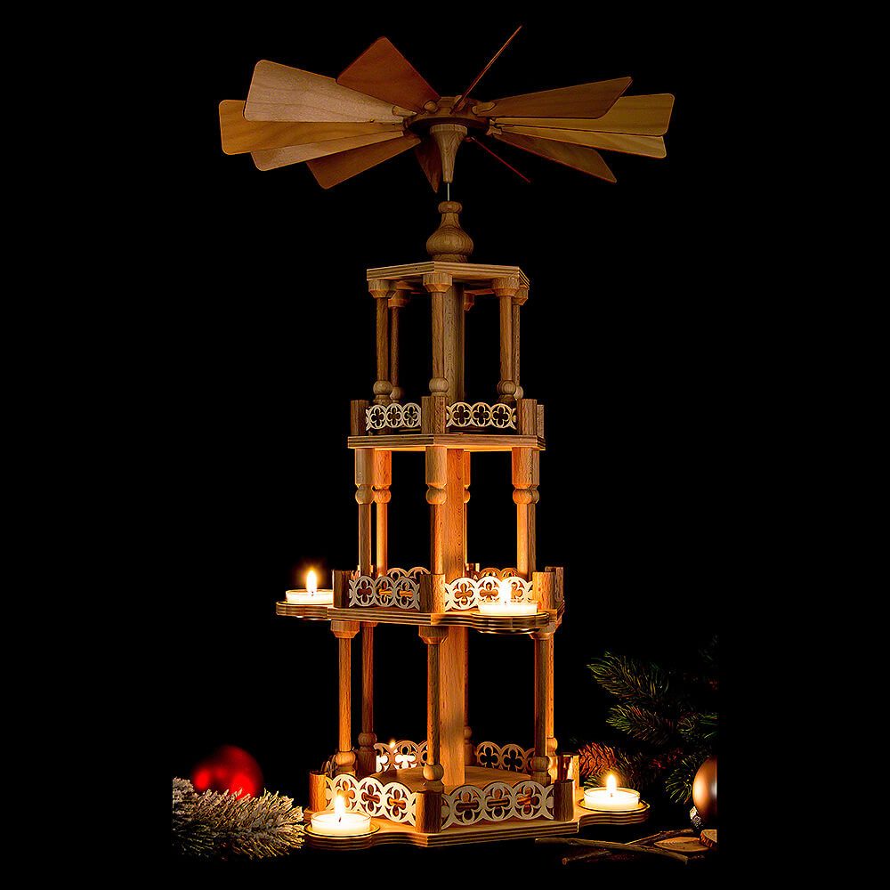 Erzgebirge-Palast Weihnachtspyramide 3-stöckige Pyramide Selbstbausatz (50cm) von Saico Seiffen