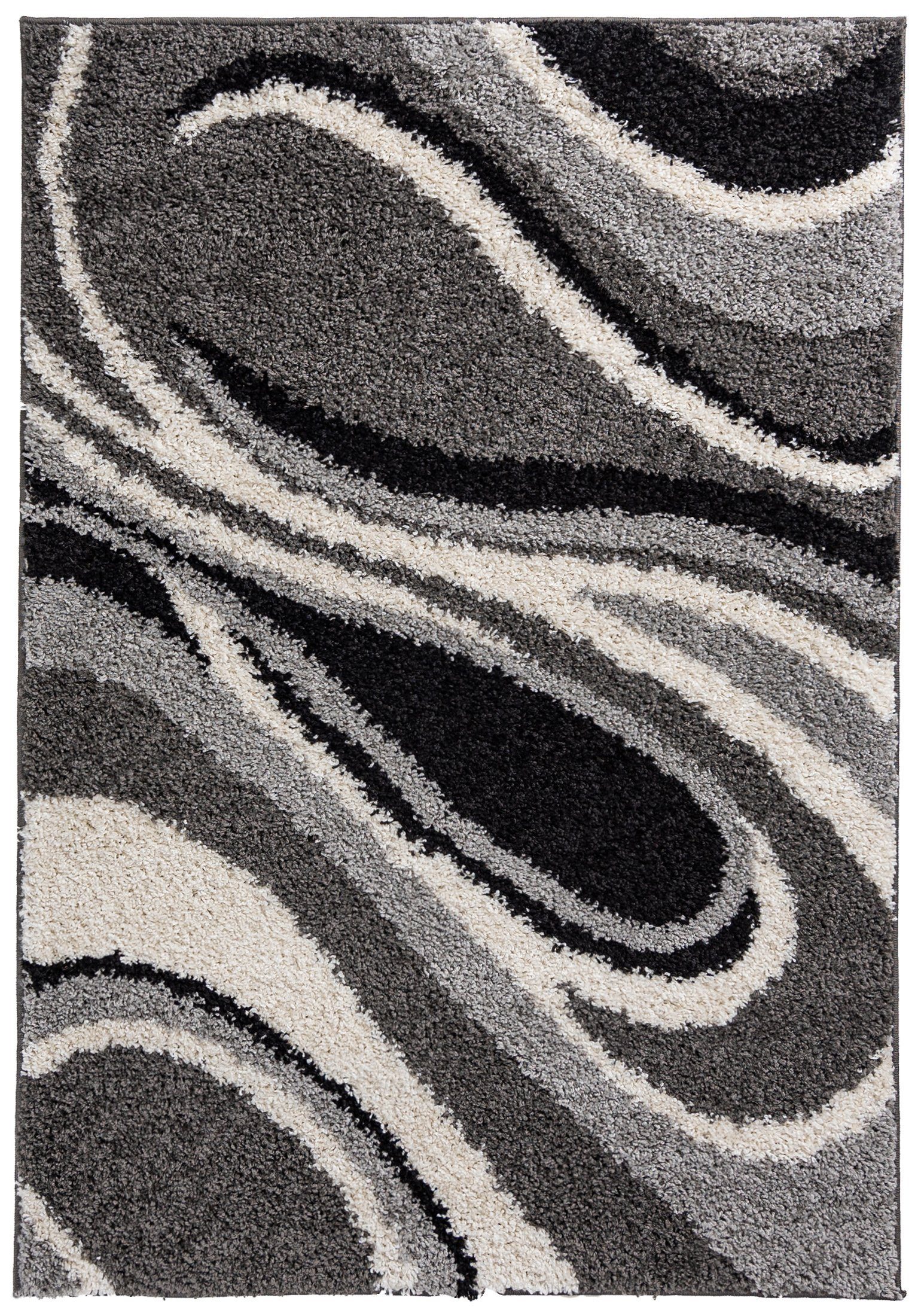 Mazovia Hochflor-Teppich Hochflor Shaggy Teppich für Wohnzimmer - Höhe 30 mm Grau, 60 x 100 cm, Pflegeleicht, Geometrische, Langflor, Rechteckig, Weich