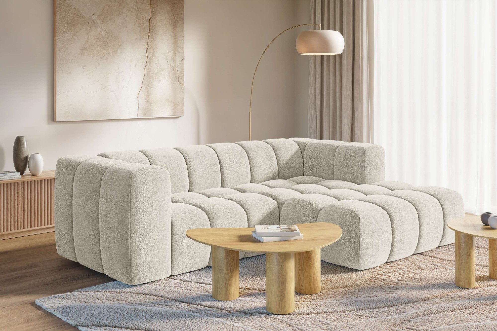 homsy by Ana Johnson Ecksofa »L« BOUBELLE L-Form, Design-Sofa, Bubble-Optik, Breite 247 cm, hoher Sitzkomfort dank Wellenunterfederung, L Sitztiefe 63 cm
