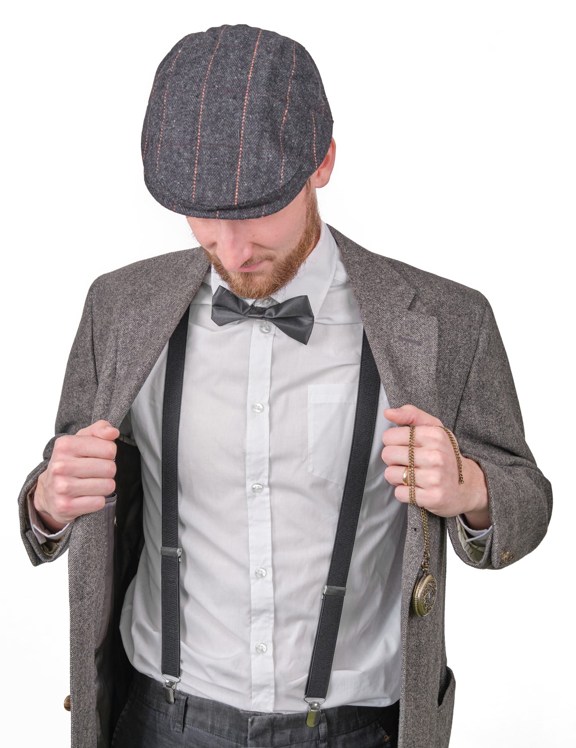 JADEO Kostüm 20er Jahre Accessoire-Set für Herren 4-teilig grau-goldfarben