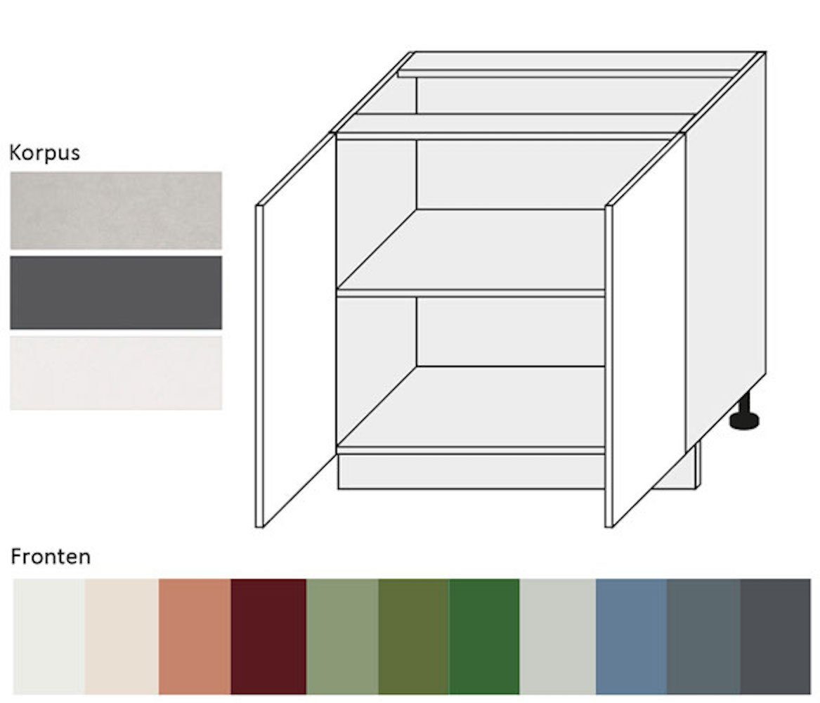 Feldmann-Wohnen Unterschrank Florence blassgrün 80cm Korpusfarbe wählbar Front- (Florence) 6021 2-türig Soft-Close-Funktion RAL & mit Hochglanz