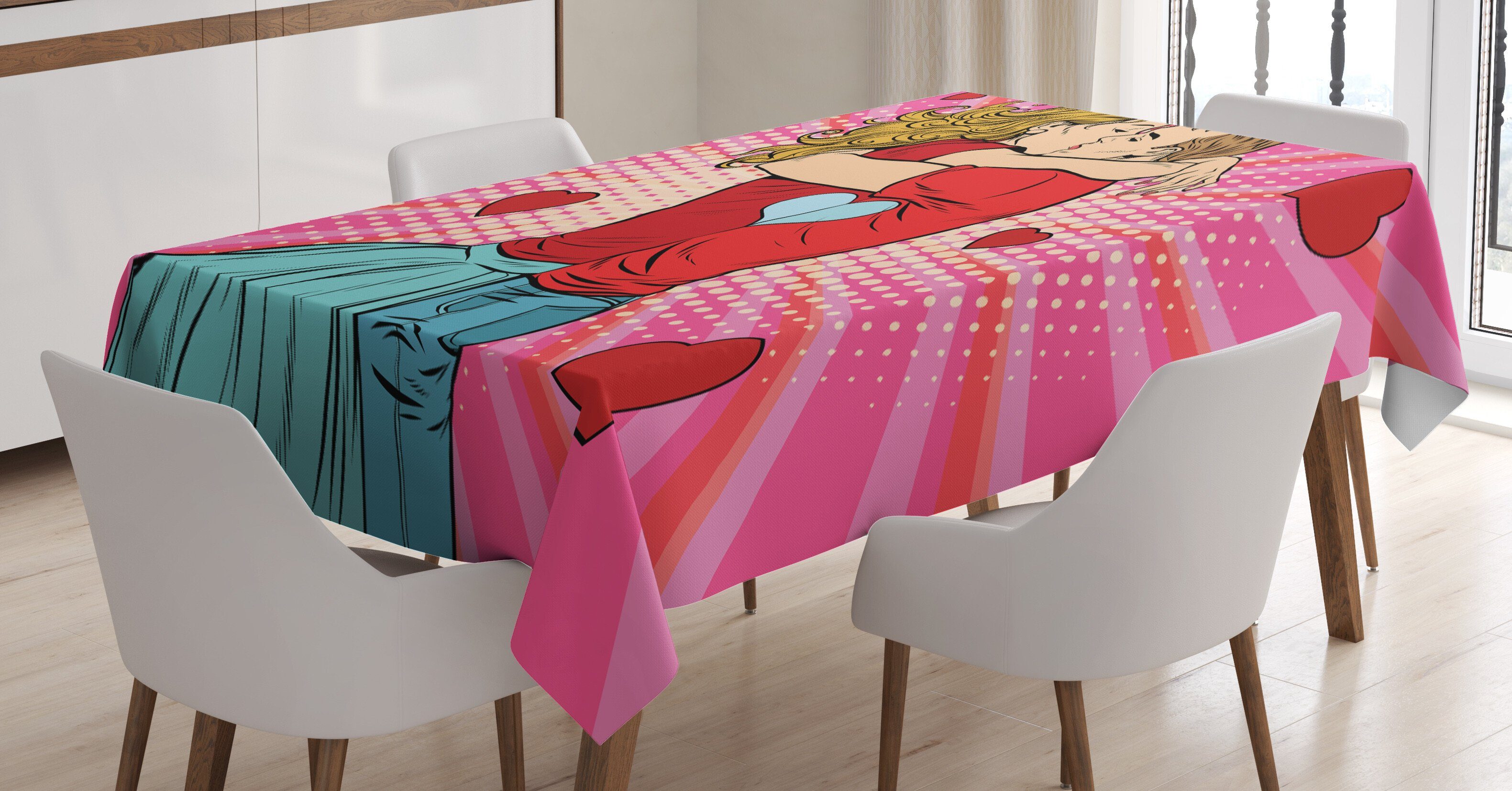 Abakuhaus Tischdecke Farbfest Waschbar Für den Außen Bereich geeignet Klare Farben, Freund Pop-Art romantisches Date | Tischdecken