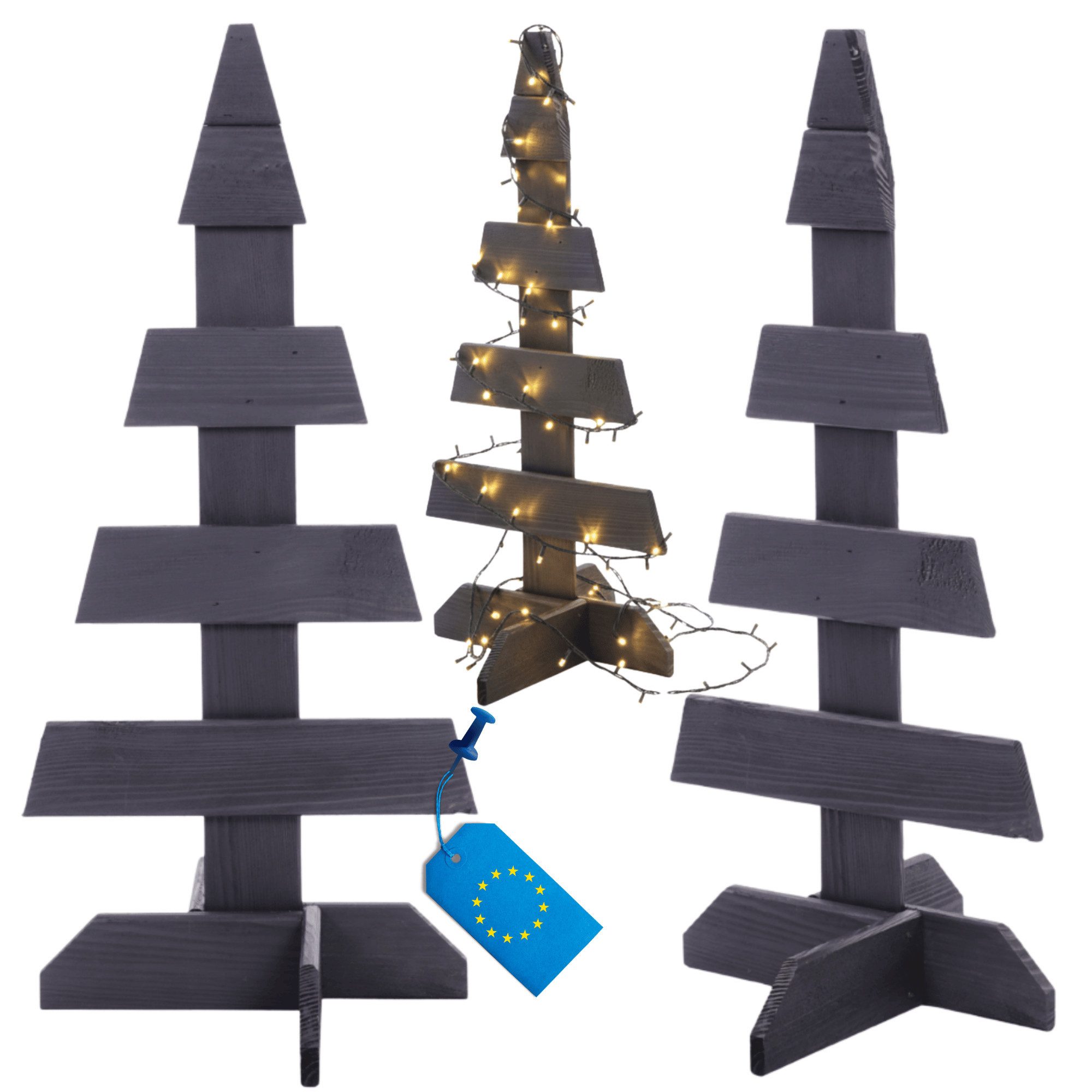 Modo24 Künstlicher Weihnachtsbaum Deko Tannenbaum aus Kiefernholz, in verschiedenen Größen & Farben, Moderne & Klassische, für Innen & Außen, Handgefertigt, 2D & 3D Design