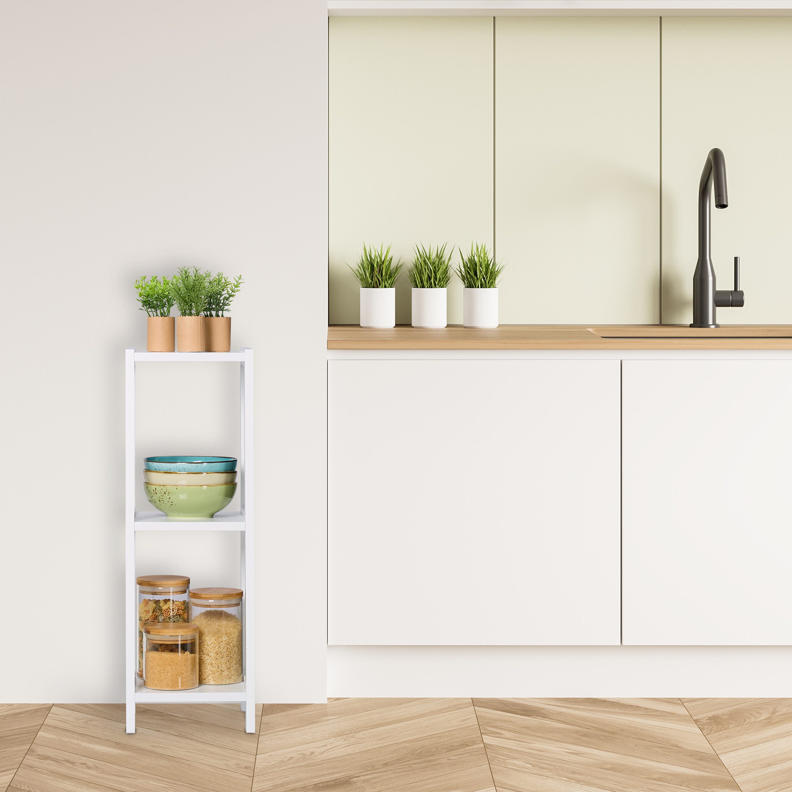 relaxdays Standregal Kleines Standregal mit 3 Ablagen