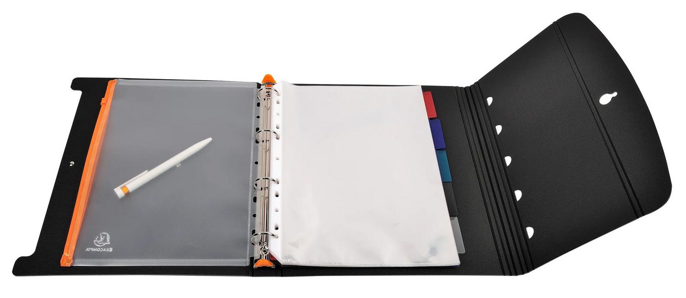 Thumbnail - EXACOMPTA Prospekthülle 5x Präsentationsringbuch PP 4Ring Rücken 30mm A4 Schwarz 56034E, Präsentationsringbuch