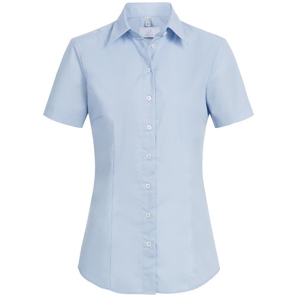 Kurzarmbluse Greiff Corporate Bluse Damen BASIC Regular-Fit Hellblau