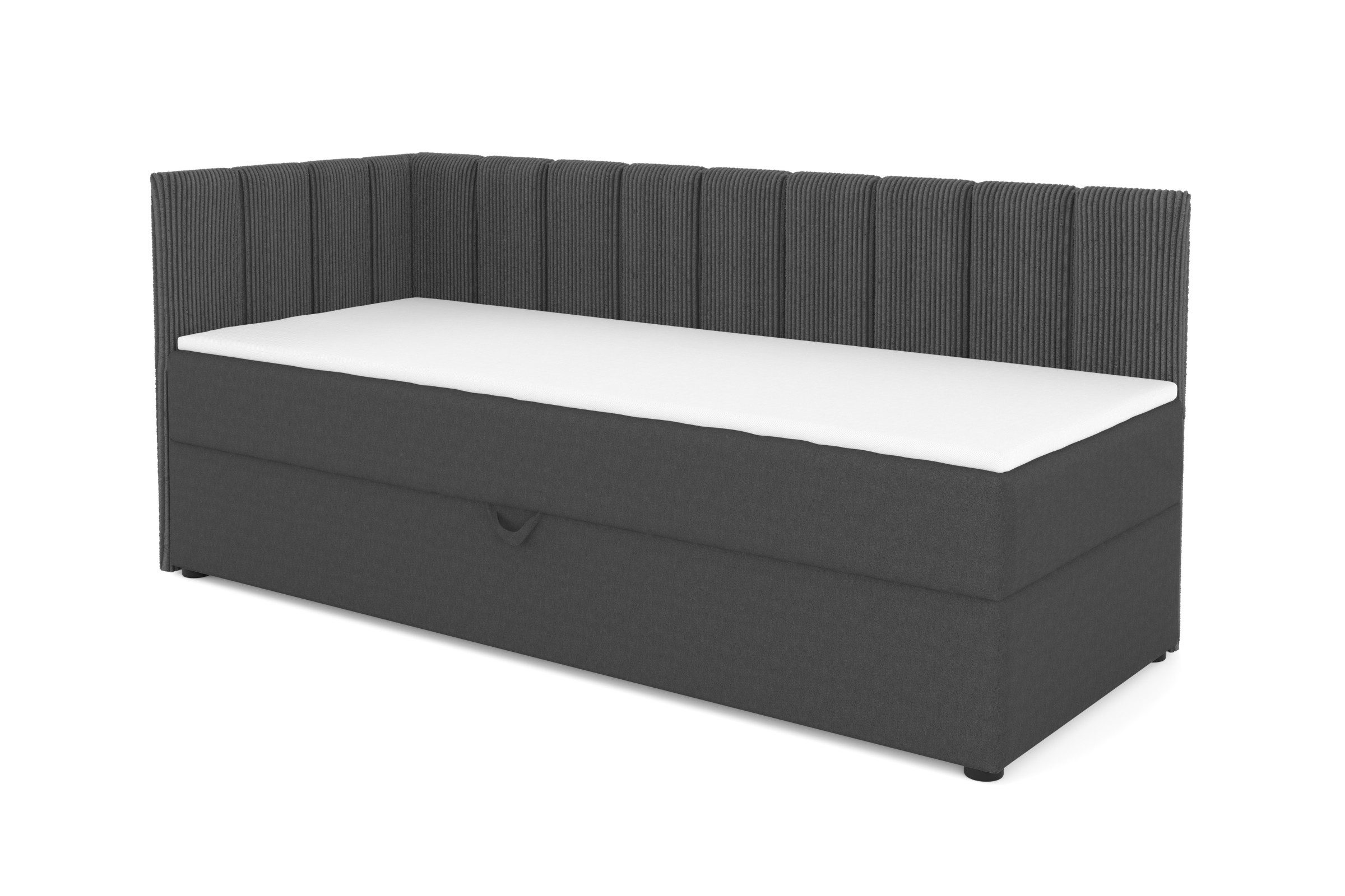 Deine Möbel 24 Boxspringbett VIGO, Tagesbett mit Bettkasten, Kindersofa mit Schlaffunktion (Cord-Stoff & Velour Samt, 1-St., perfekt für Jugendliche & Erwachsene, Modernes 3-in-1 Design), Jugendbett 90x200 100x200, Schwarz Grau Beige Creme Anthrazit