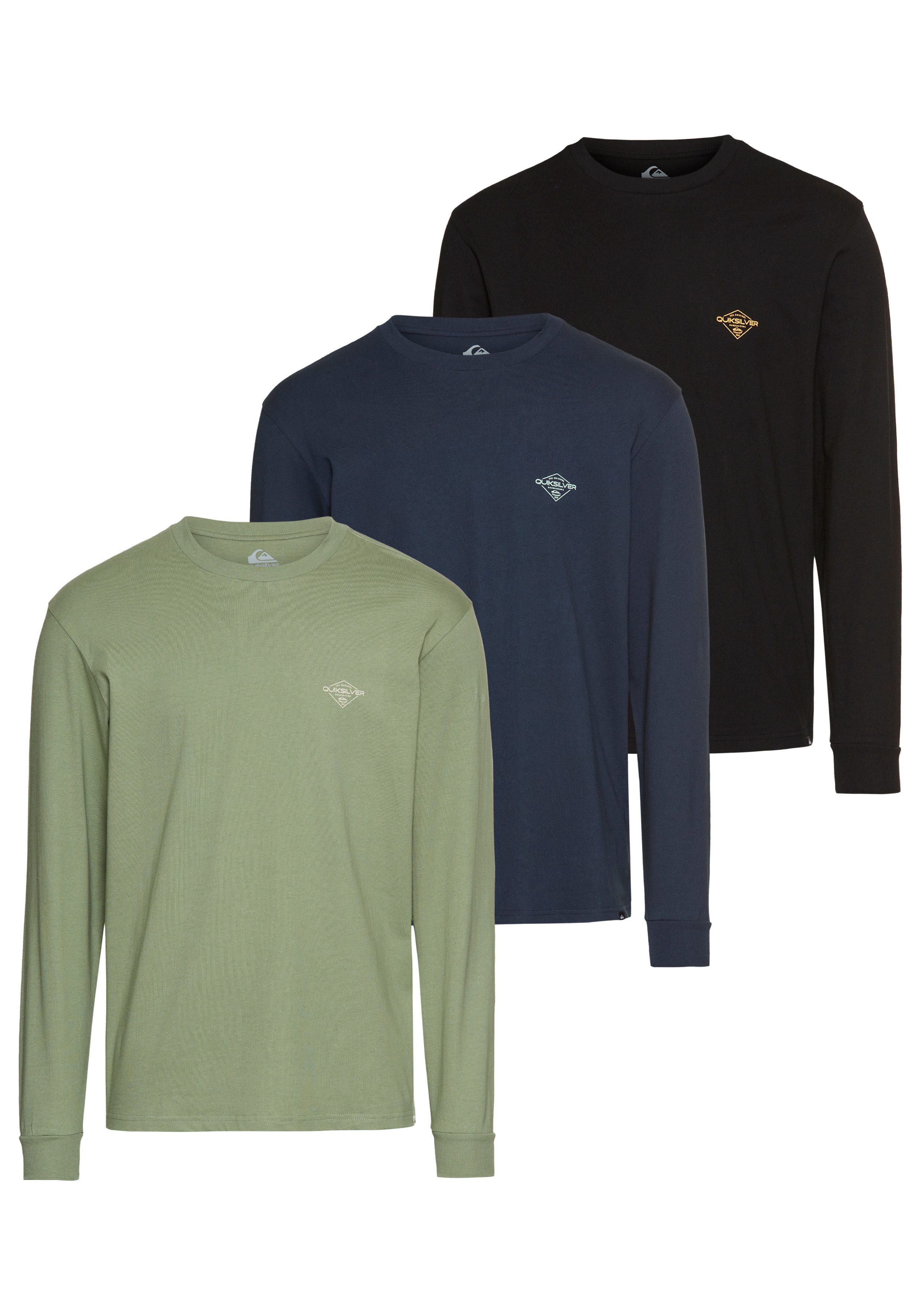 Quiksilver Langarmshirt DIAMONDS BEST LS TEE PACK3 YM (Packung, 3-tlg) günstig online kaufen