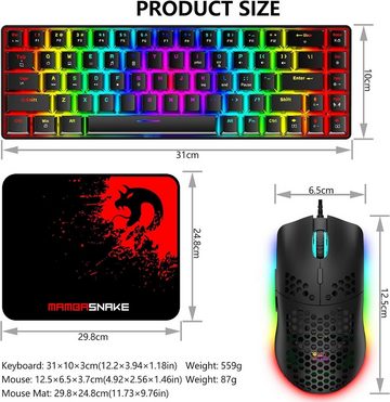 ZIYOU LANG RGB-Hintergrundbeleuchtung Tastatur- und Maus-Set, 6 programmierbare Maustasten, Treibersoftware für Benutzerdefinierte