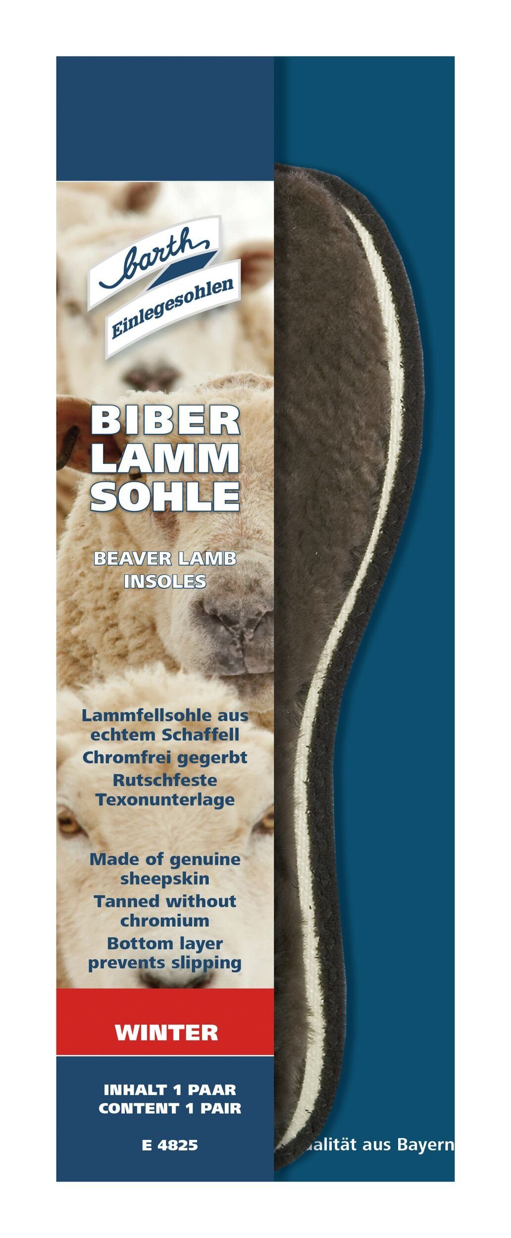 barth schuhbandl Einlegesohlen, Biber Lamm Sohle