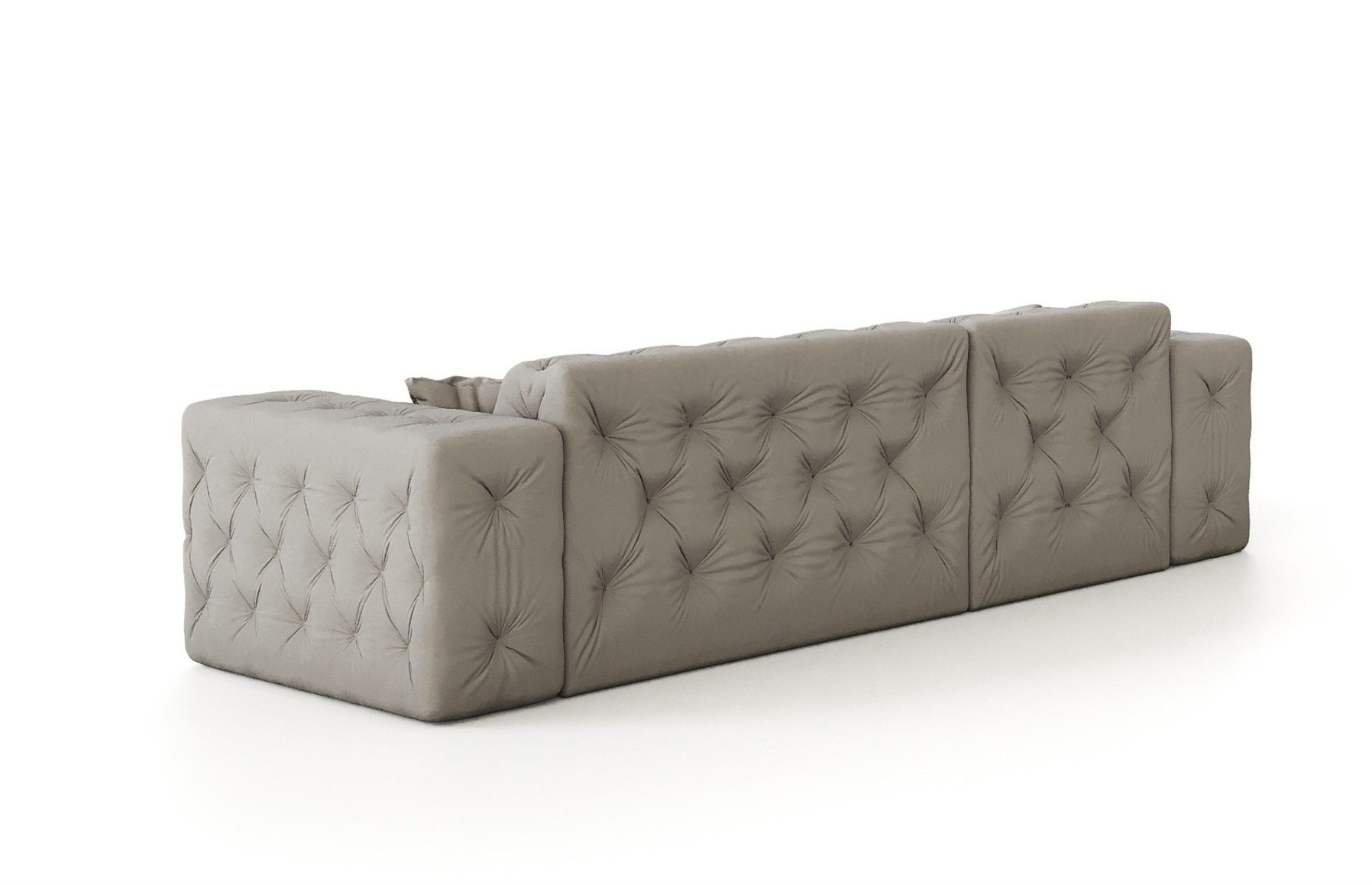 2 Links Stoff mane oder Velvet, Ecksofa CHANTAL in Fun Zierkissen Opera Ecksofa Designersofa incl. Möbel Rechts, Beige