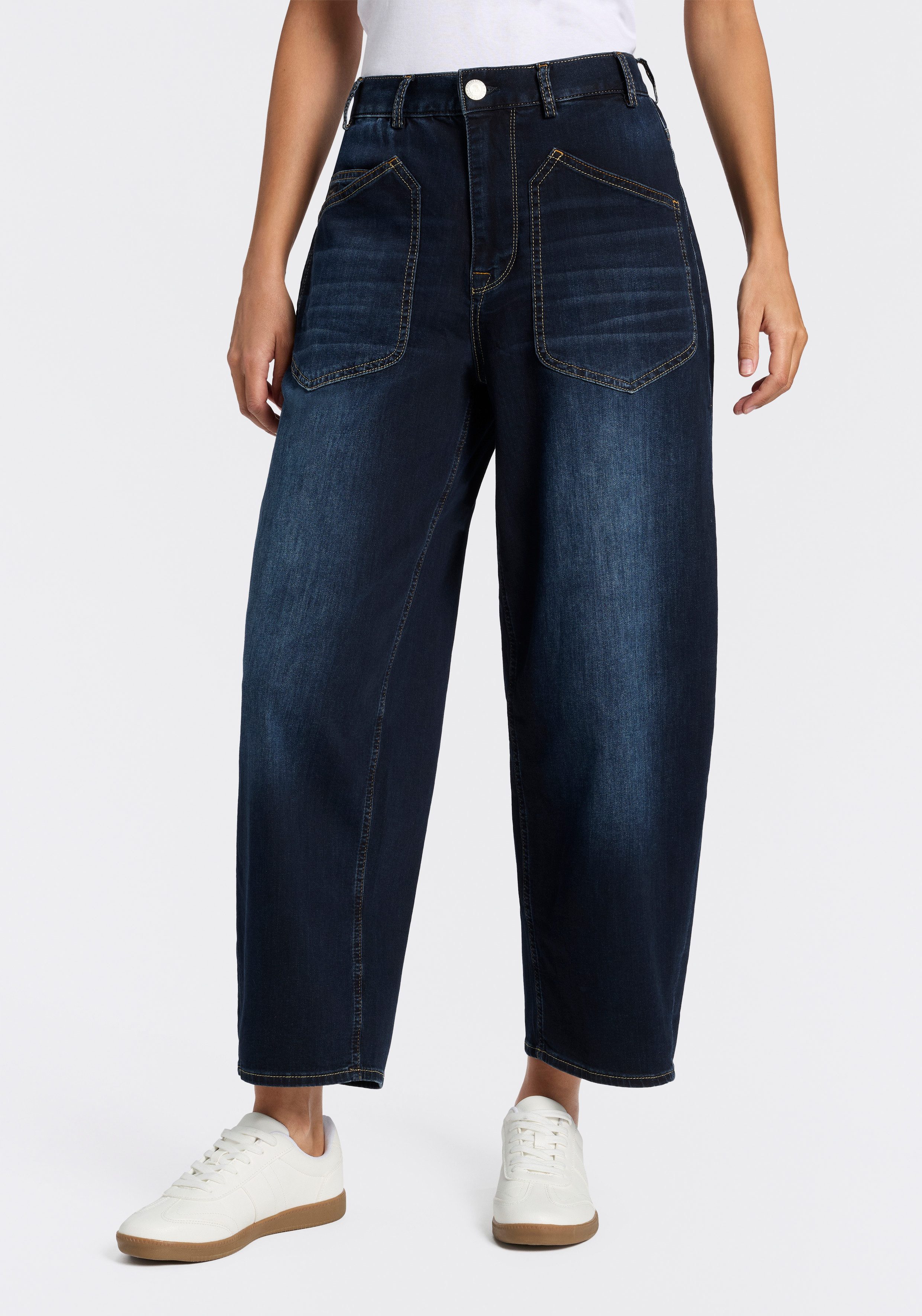 Herrlicher Loose-fit-Jeans Meryll Denim Light O-Shape mit aufgesetzten Taschen