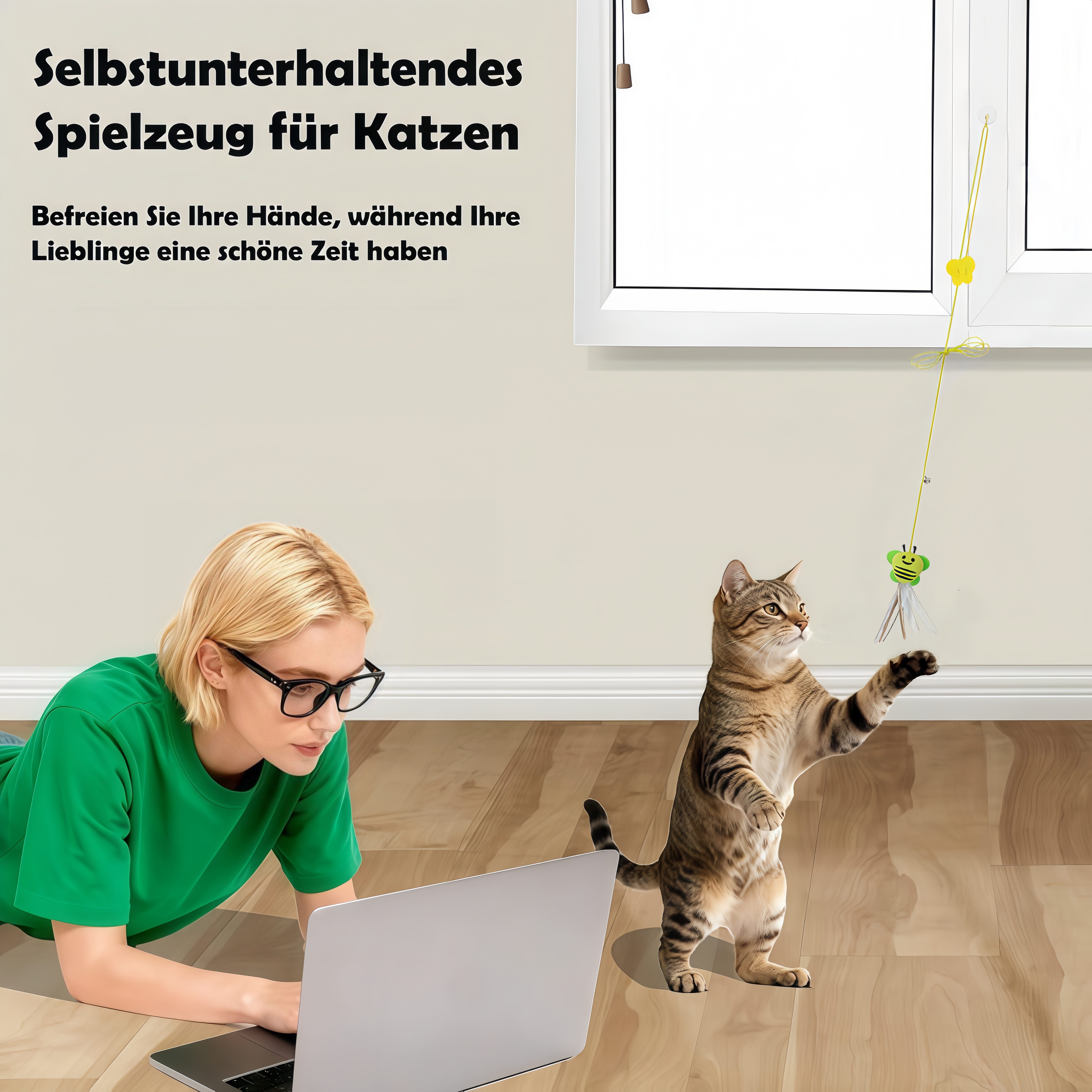 FOUORTUNATE-BEE Tier-Beschäftigungsspielzeug Elastischer Türrahmen-Katzenspielzeug 2er-Set für interaktives Spiel, Stil2, Spaßige Vogel-Spielzeuge für Katzen, ideal für Zuhause und Türen