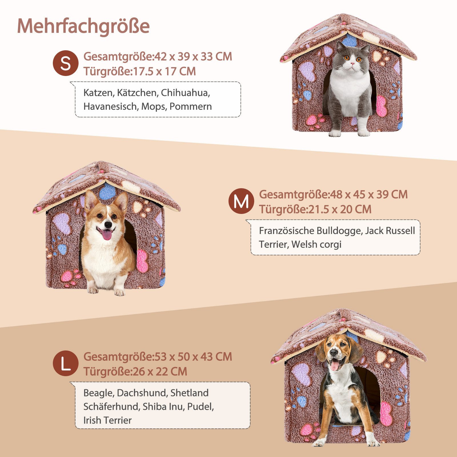 nobleza Hundehütte Hundehütte für Hunde Katzen Winterfest Hundehaus
