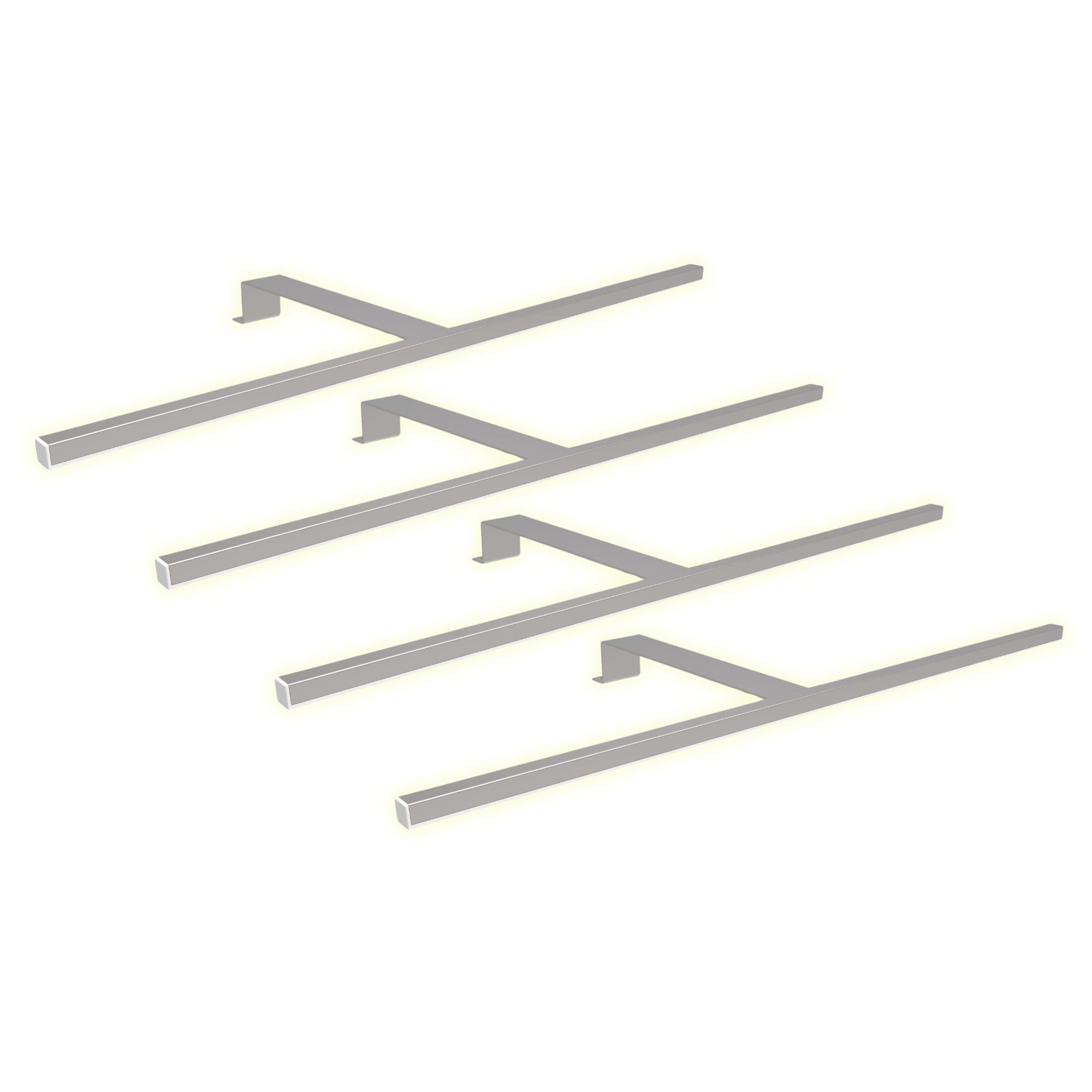 kalb Aufbauleuchte LED Schrankbeleuchtung Schwebetür Aufbauleuchte silbergrau 600mm, 4er Set warmweiß, warmweiß