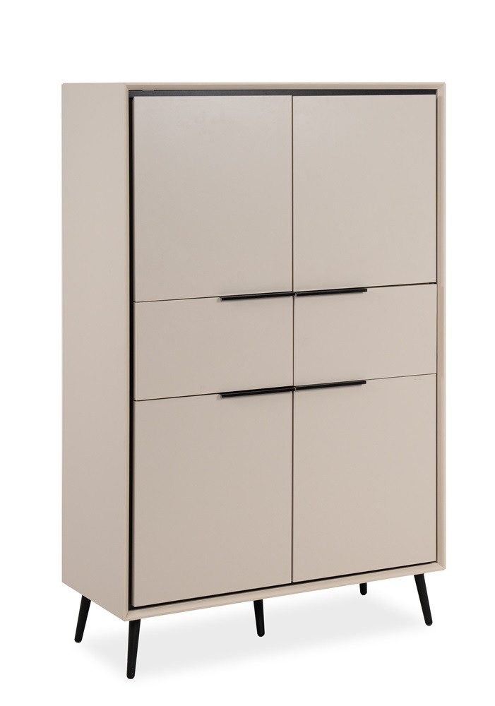 Finori Vitrine Highboard Kommode Arona, sand / schwarz