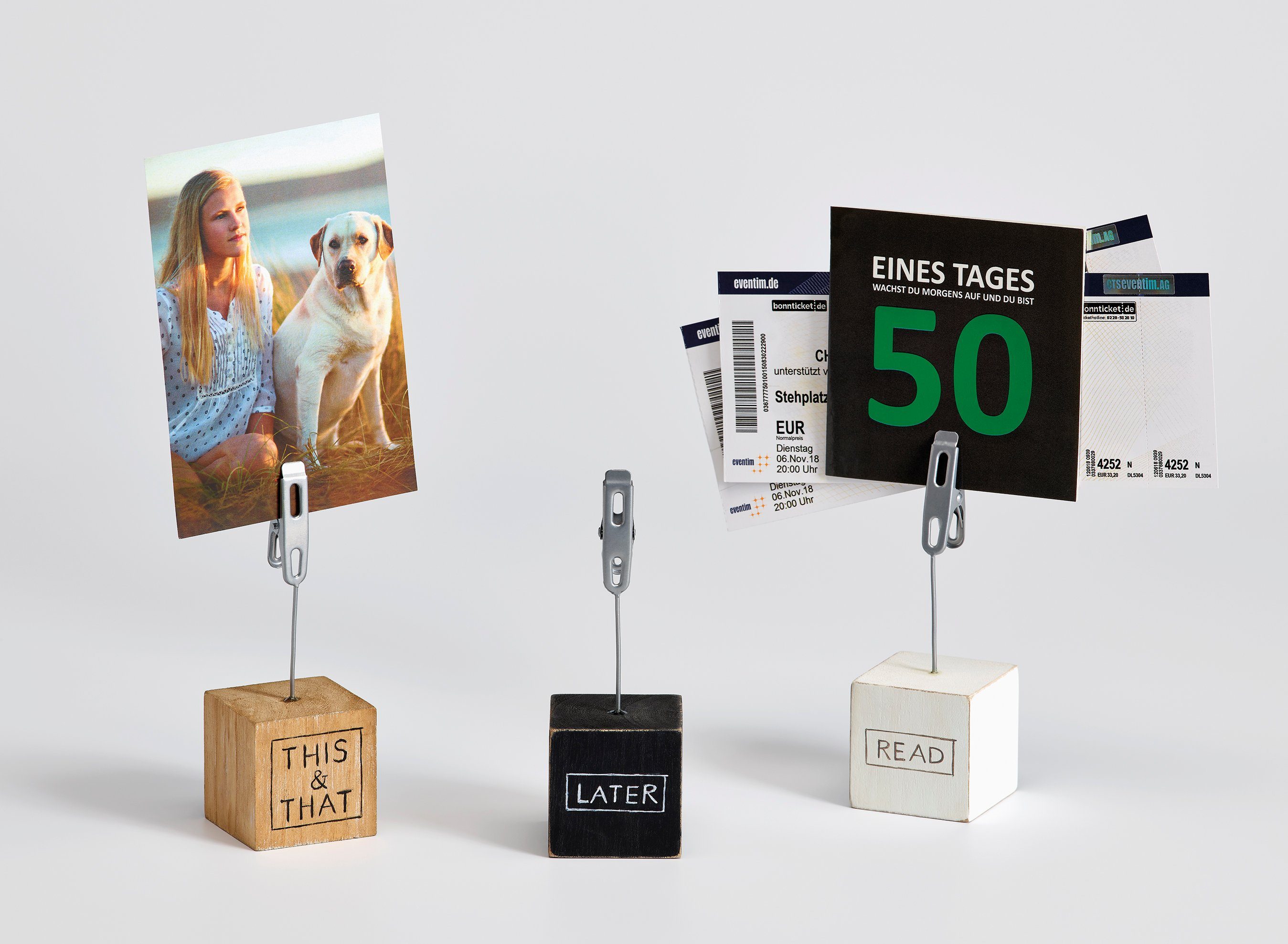 Walther Design Bilderleiste Dreams FC250_ Holzbildhalter mit Metallclip, Fotoclip mit Metallclip