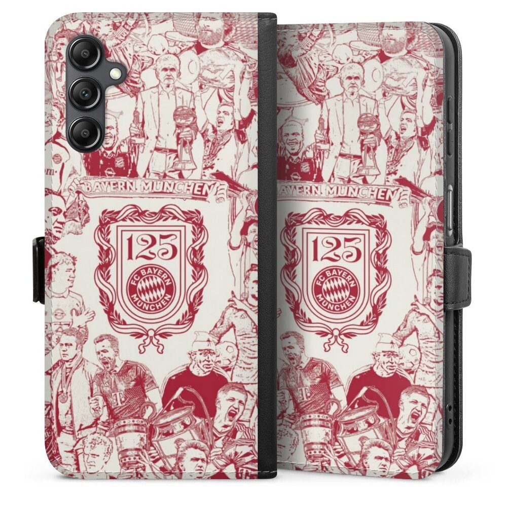 DeinDesign Handyhülle FCB 125 Jahre FC Bayern München Offizielles Lizenzprodukt, Samsung Galaxy A14 5G Hülle Handy Flip Case Wallet Cover