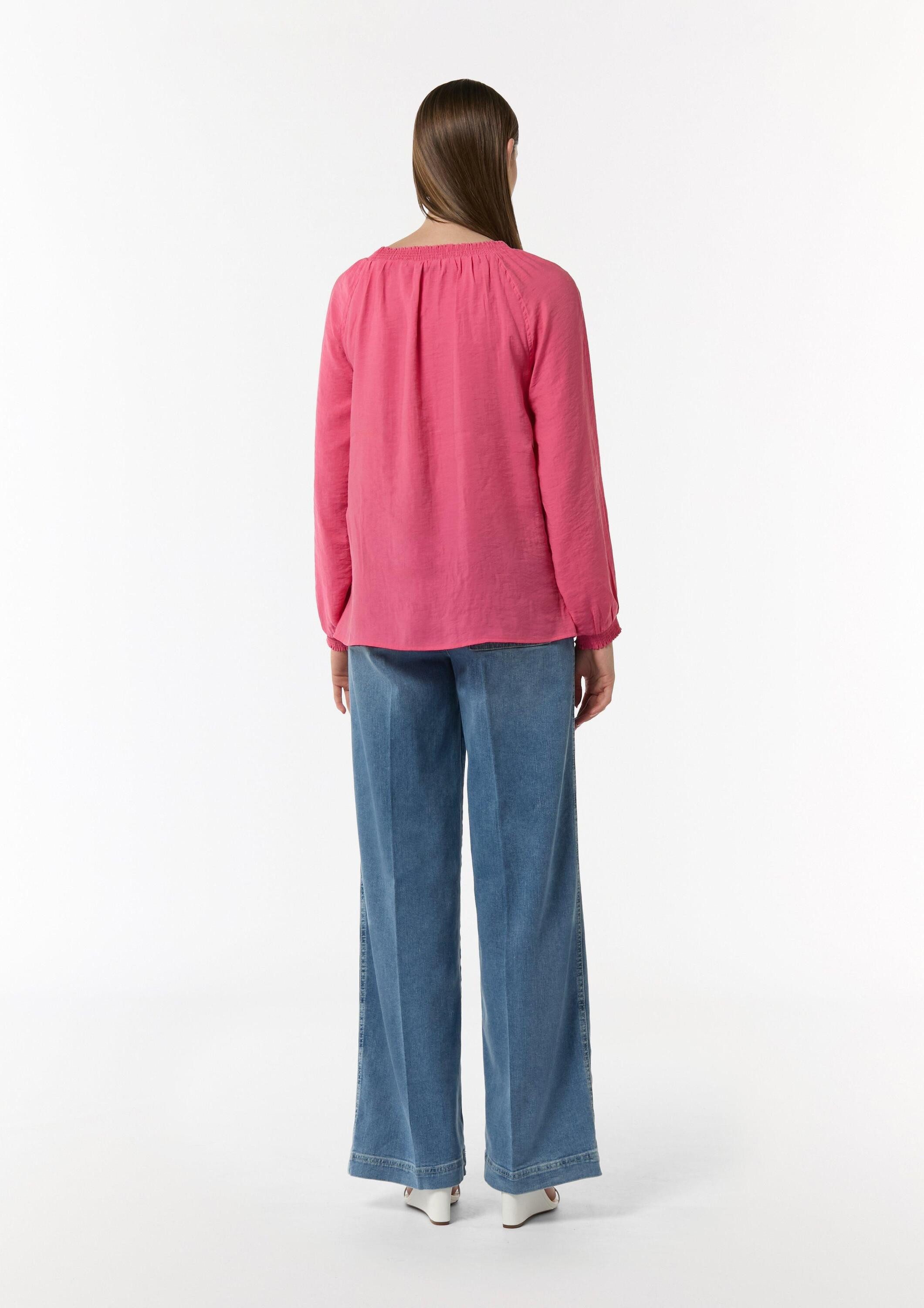 comma Langarmbluse Bluse Bluse mit elastischem Ausschnitt