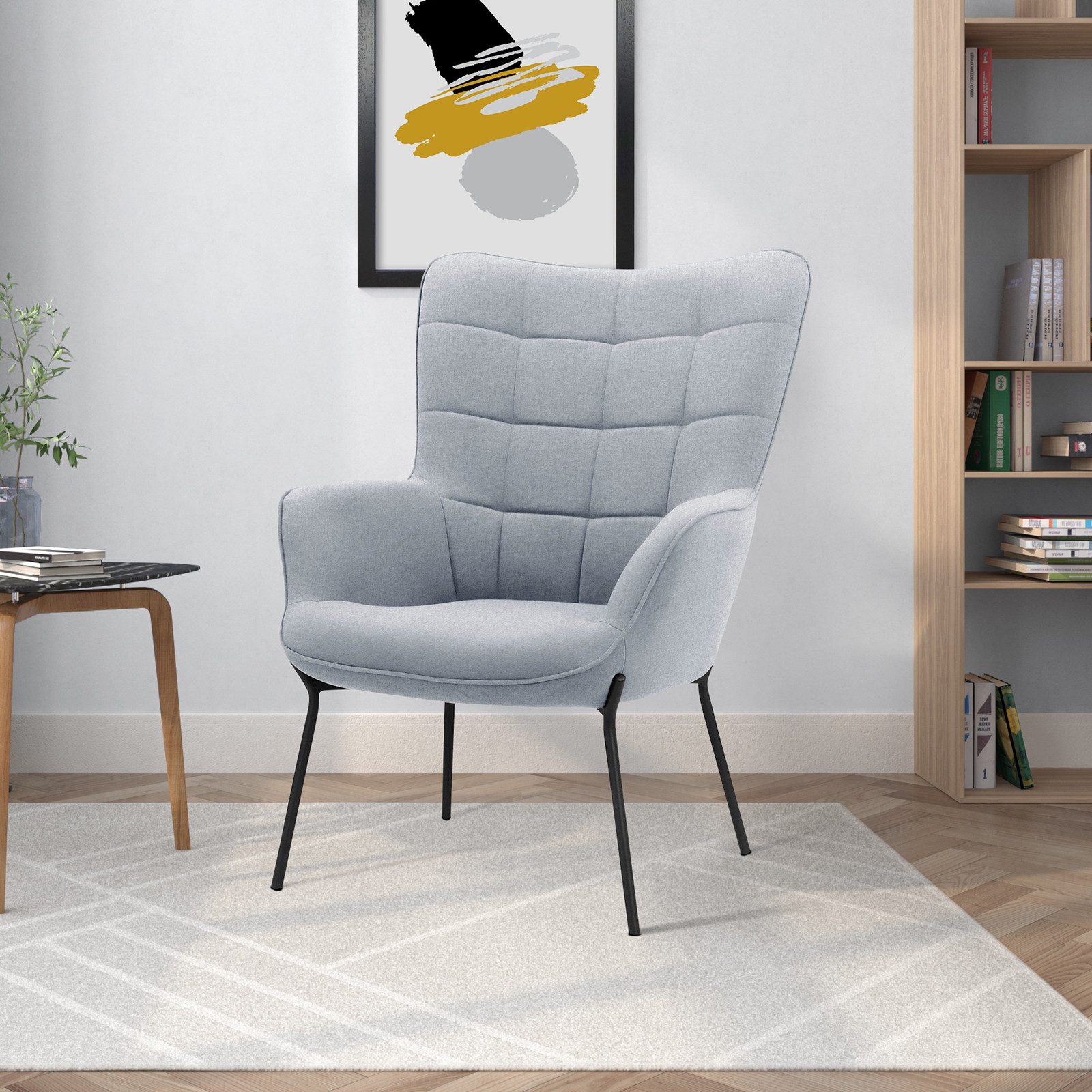 loft24 Loungesessel Bruce (1-St), Polstersessel, Sessel, Armlehnsessel, Metallgestell, Sitzhöhe 44 cm