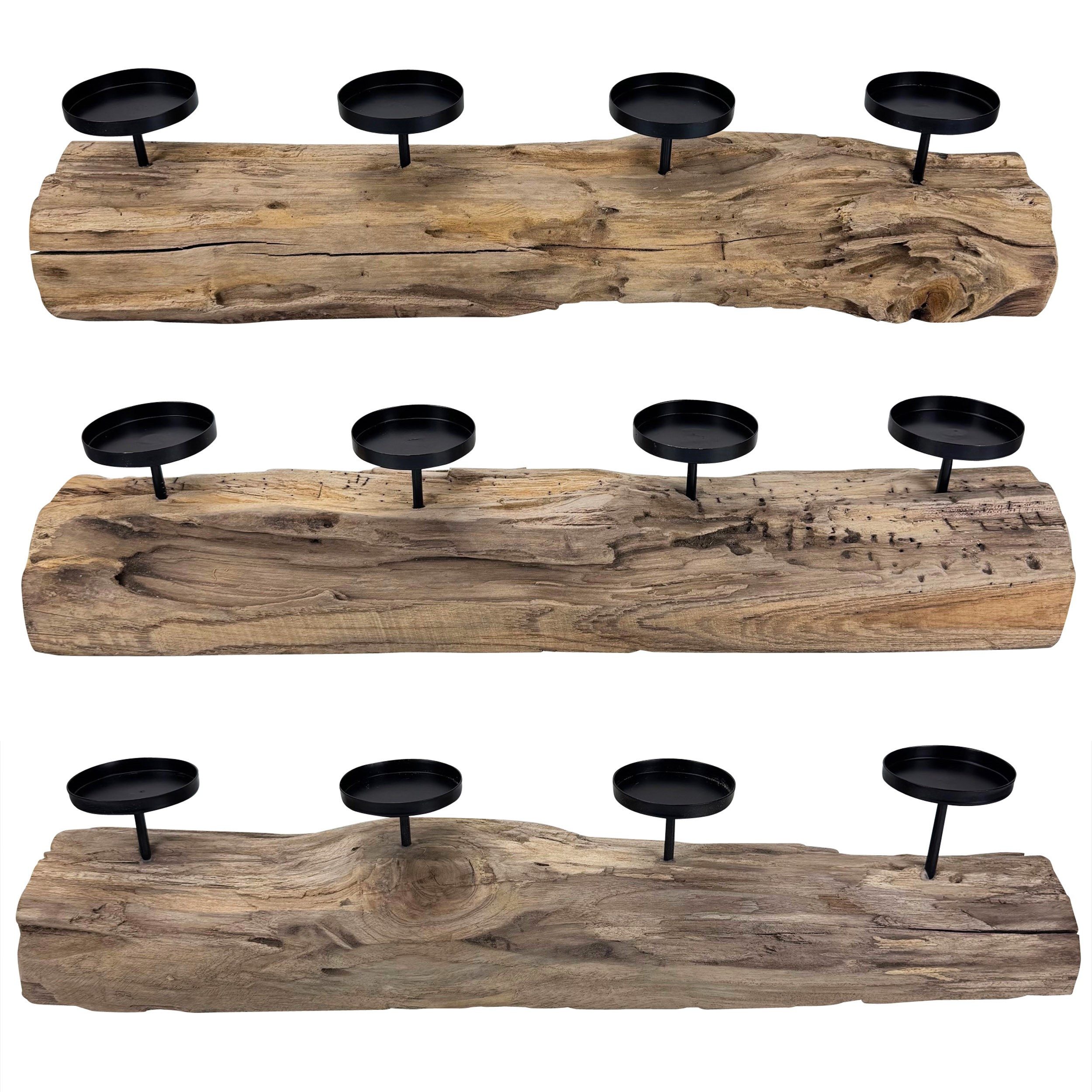 Online-Fuchs Adventskranz aus Treibholz mit schwarzen Kerzenhaltern aus Met günstig online kaufen