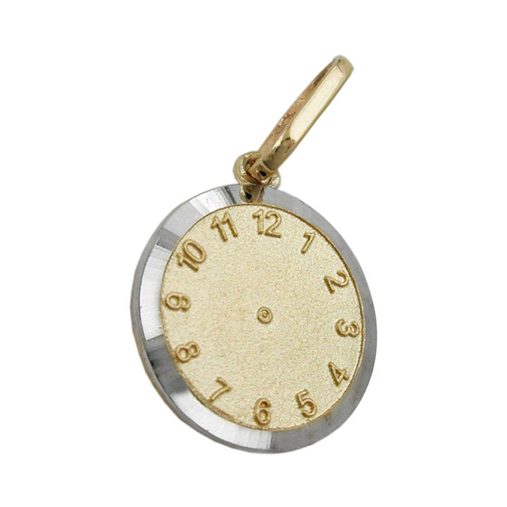 Schmuck Krone Kettenanhänger Anhänger Medaille Geburtsanhänger Uhr 9Kt 375 Gold NEU Halsschmuck Unisex, Gold 375