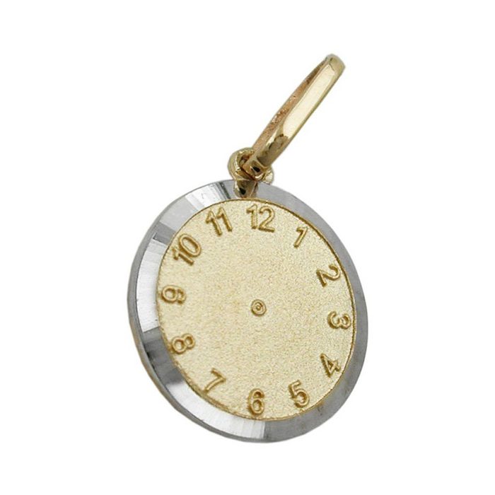 Schmuck Krone Kettenanhänger Anhänger Medaille Geburtsanhänger Uhr 9Kt 375 Gold NEU Halsschmuck Unisex Gold 375