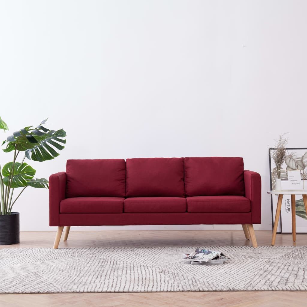 vidaXL Sofa 3-Sitzer-Sofa Stoff Weinrot Couch günstig online kaufen