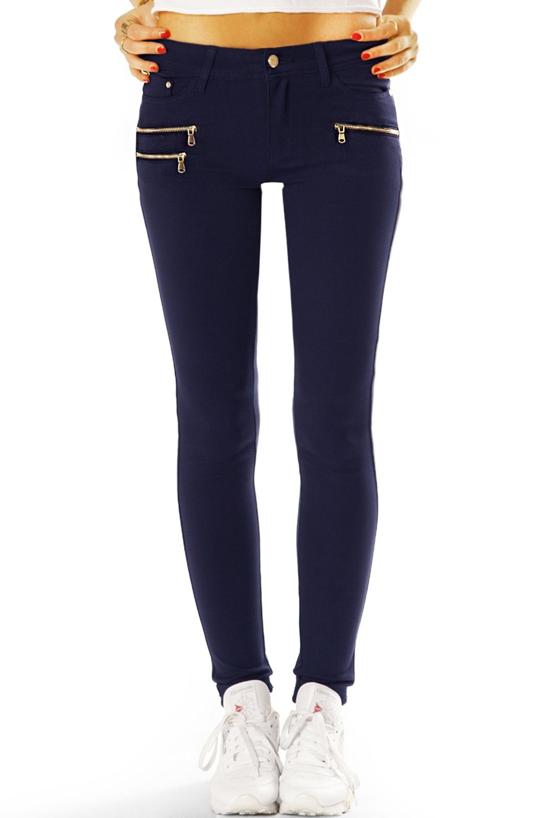 be styled Stretch-Hose Elegante Stretch Hose - - j39g-2 Klassische blau Stoffhose in Unifarben Damen Röhren 