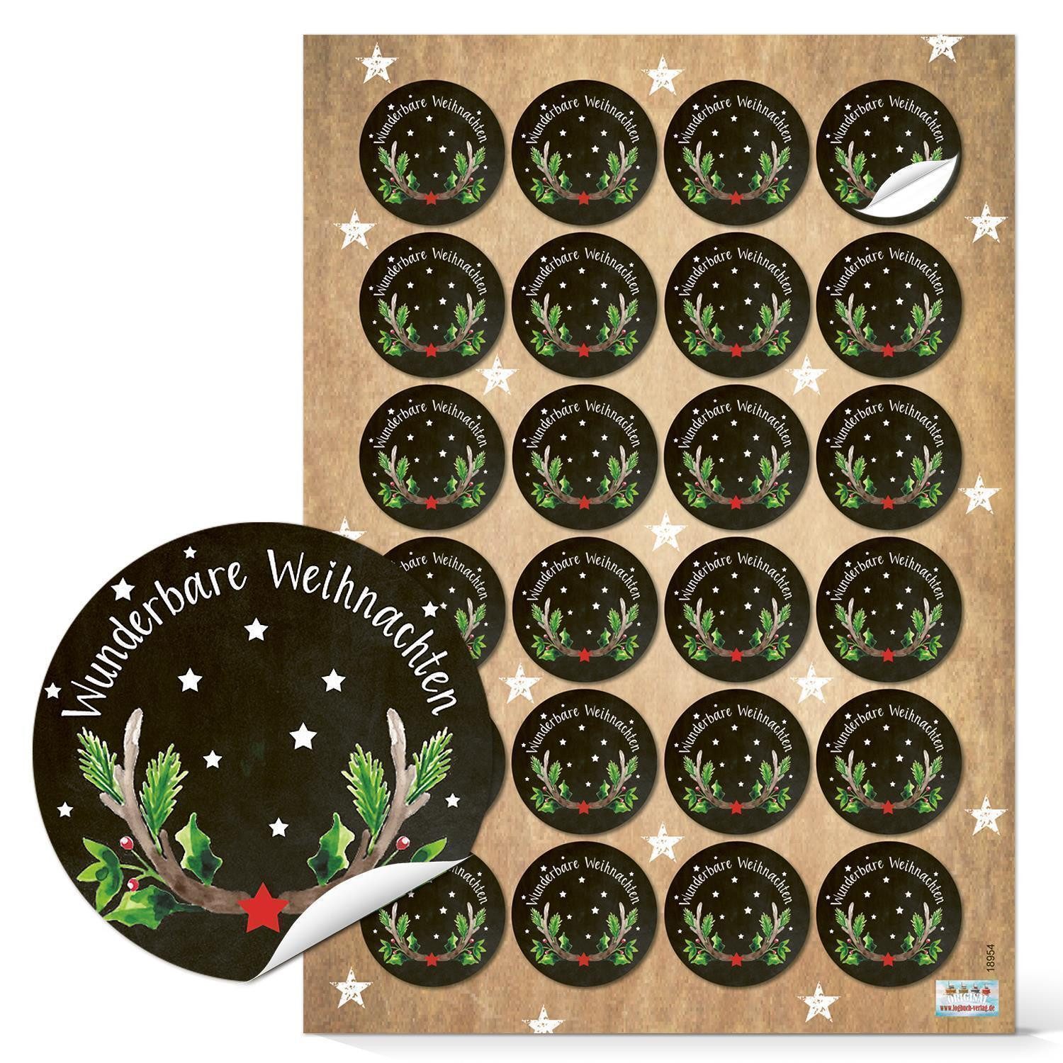 Logbuch-Verlag Dekofigur Weihnachtsaufkleber Set 4 cm rund – 5 x 24 weihnac günstig online kaufen