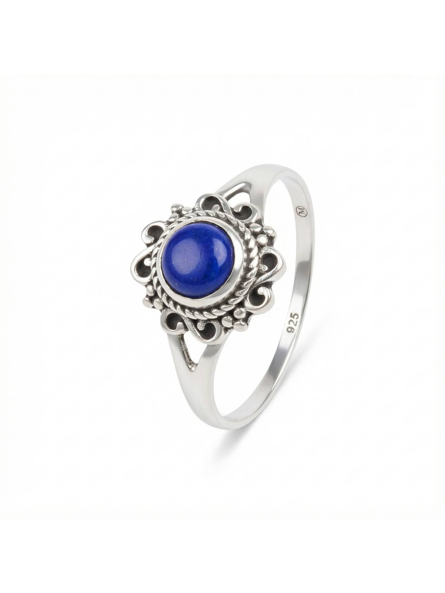 mantraroma Silberring CARINO aus 925 Silber mit Lapis Lazuli (Ring mit Schmuckbeutel), Damenring aus 925er Silber