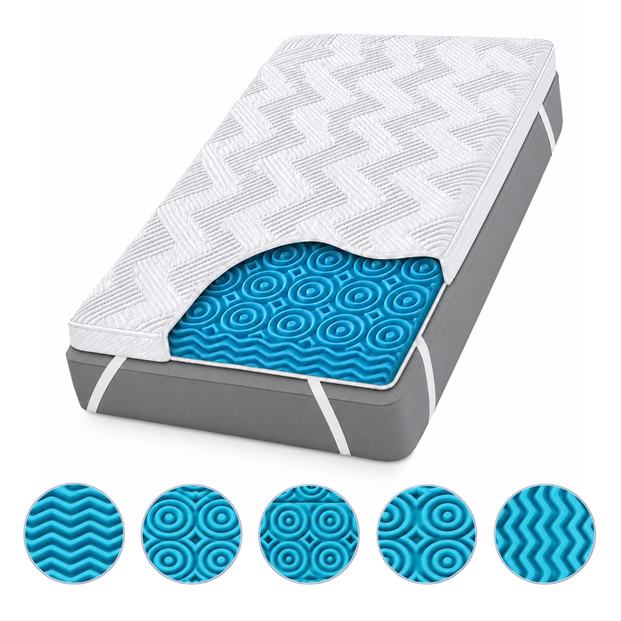 Komfortec, Topper Komfortec 5-Zonen Gel Matratzentopper H3/H4, 7 cm Höhe, 7 cm hoch, Gel-Memory