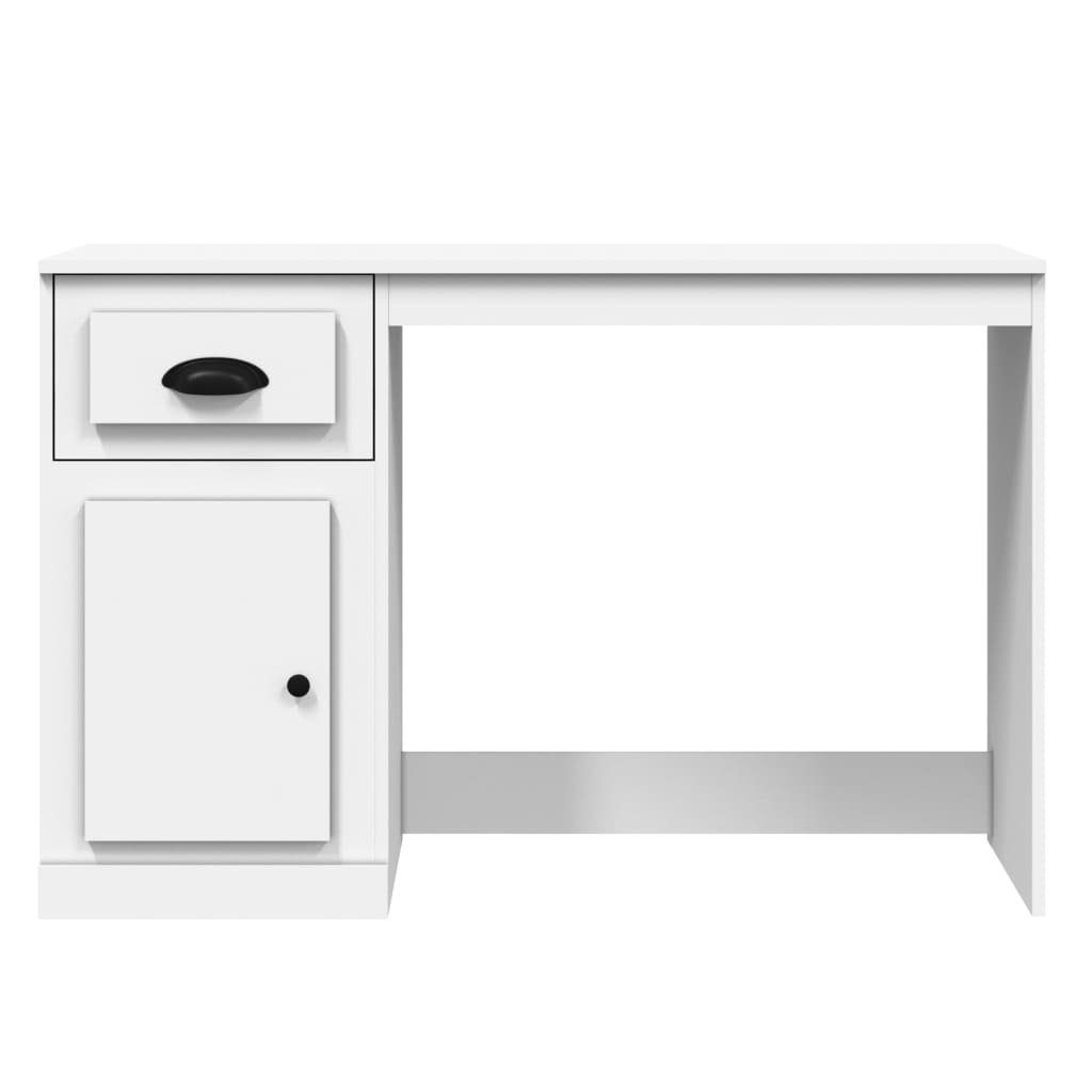 furnicato Schreibtisch mit Hochglanz-Weiß 115x50x75 cm Schublade