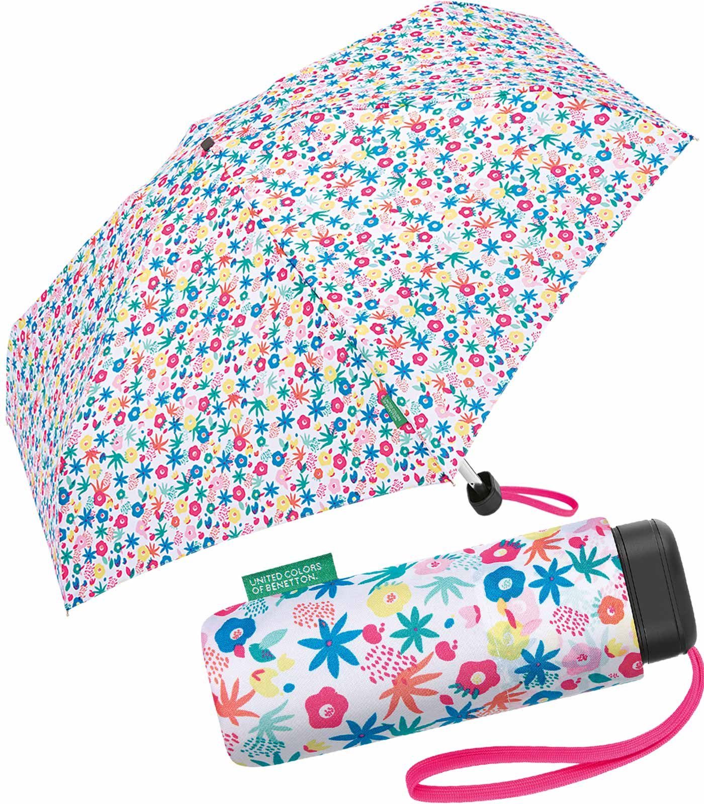 ein Benetton Flat white, Colors Ultra unterwegs of - Blütenmeer für United weiß Millefleur Mini Taschenregenschirm