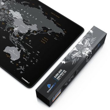 Titanwolf Gaming Mauspad 900 x 400 mm, XXL Speed Mousepad große Fläche, glattes Stoffgewebe, Weltkarte Global