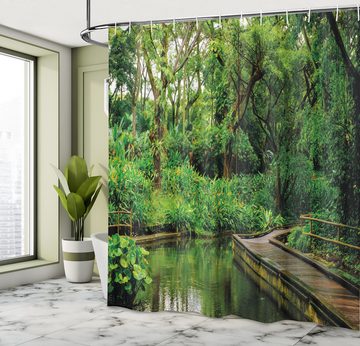 Abakuhaus Duschvorhang Moderner Digitaldruck mit 12 Haken auf Stoff Wasser Resistent Breite 175 cm, Höhe 180 cm, Dschungel Wilder Exotische Wald Pier