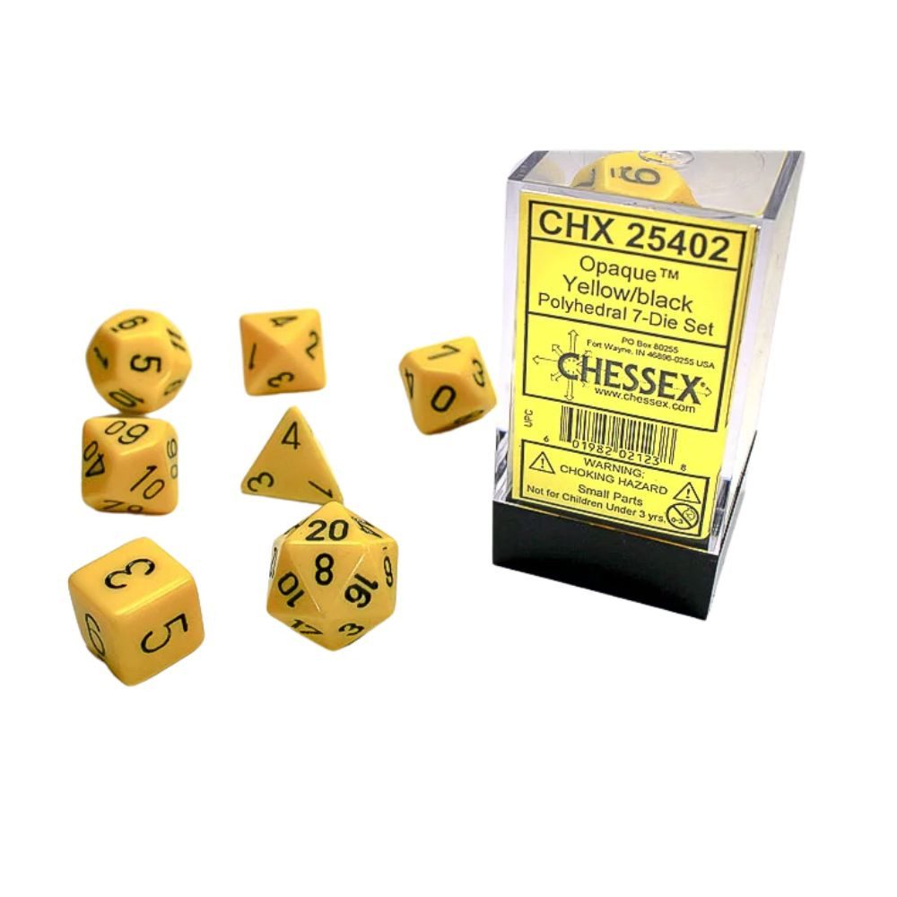 Chessex Spiel Chessex Polyhedral 7 Die Würfel-Set Opaque Gelb/Schwarz